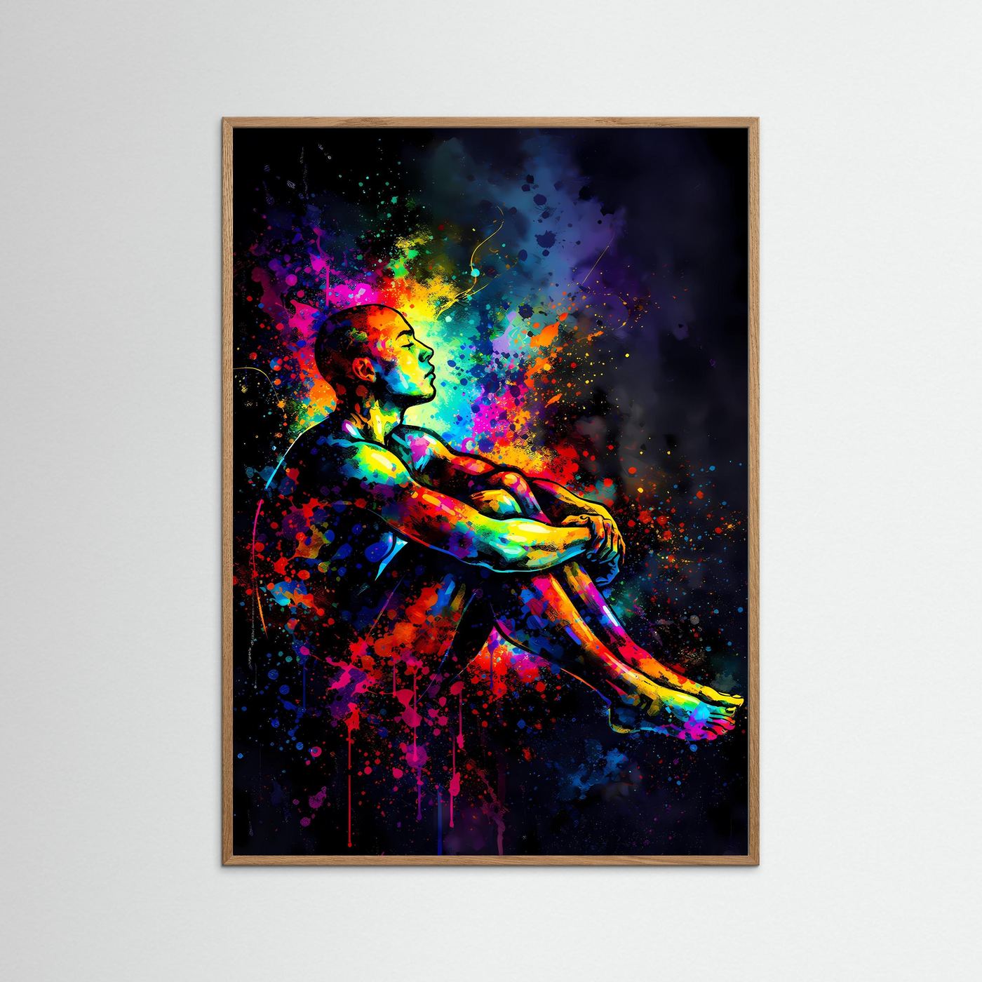 Die Kraft des Geistes | Meditatives Regenbogen Kunst Poster | Abstraktes Mental Health Wandbild Hochformat