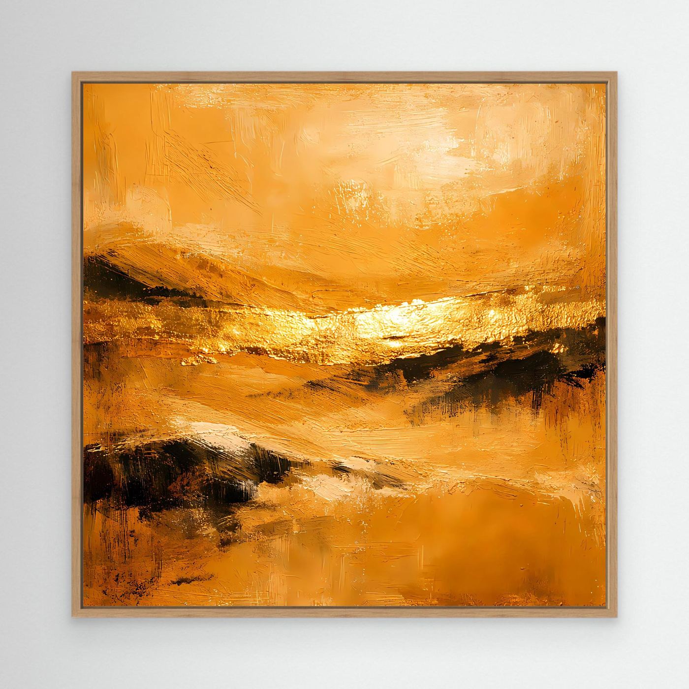 Leinwand Abstrakte Landschaft in Gold und Ocker | Modernes Elegantes Natur Wandbild