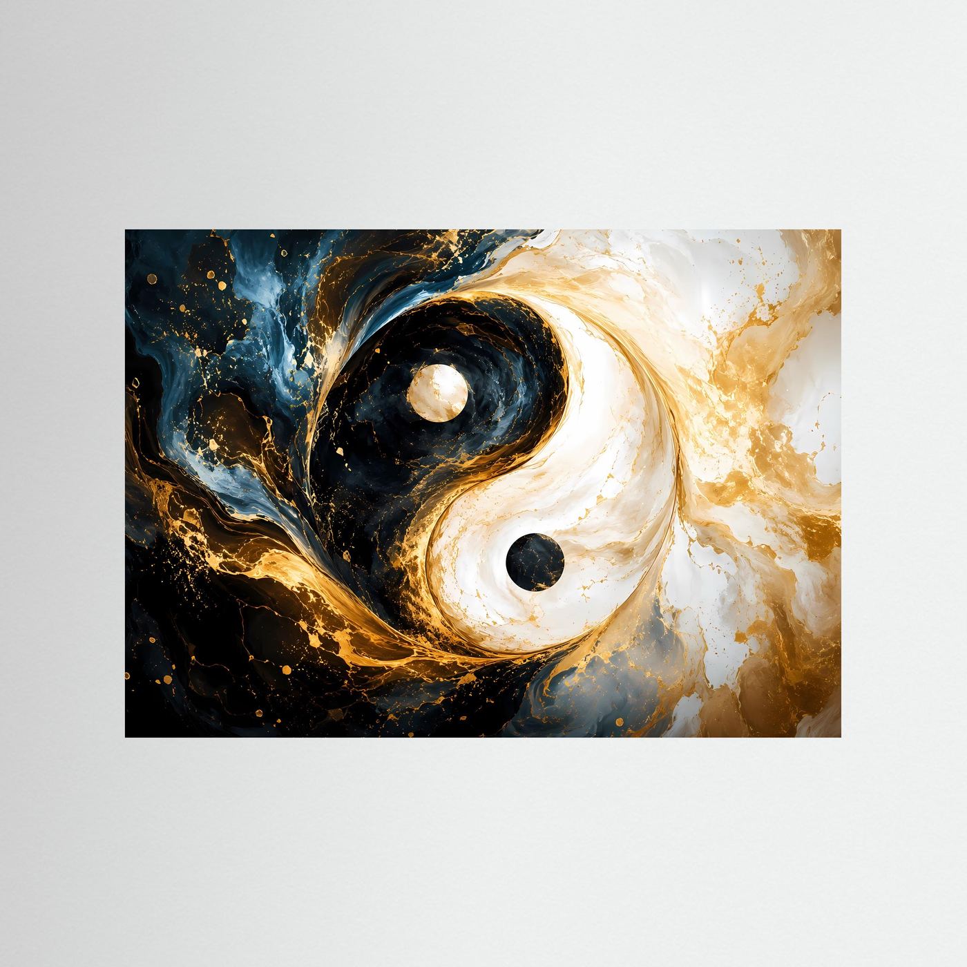Yin Yang Poster Gold Schwarz | Abstrakte Spirituelle Wandkunst | Moderne Fine Art | Luxus Zen Wandbild | Leinwand Design