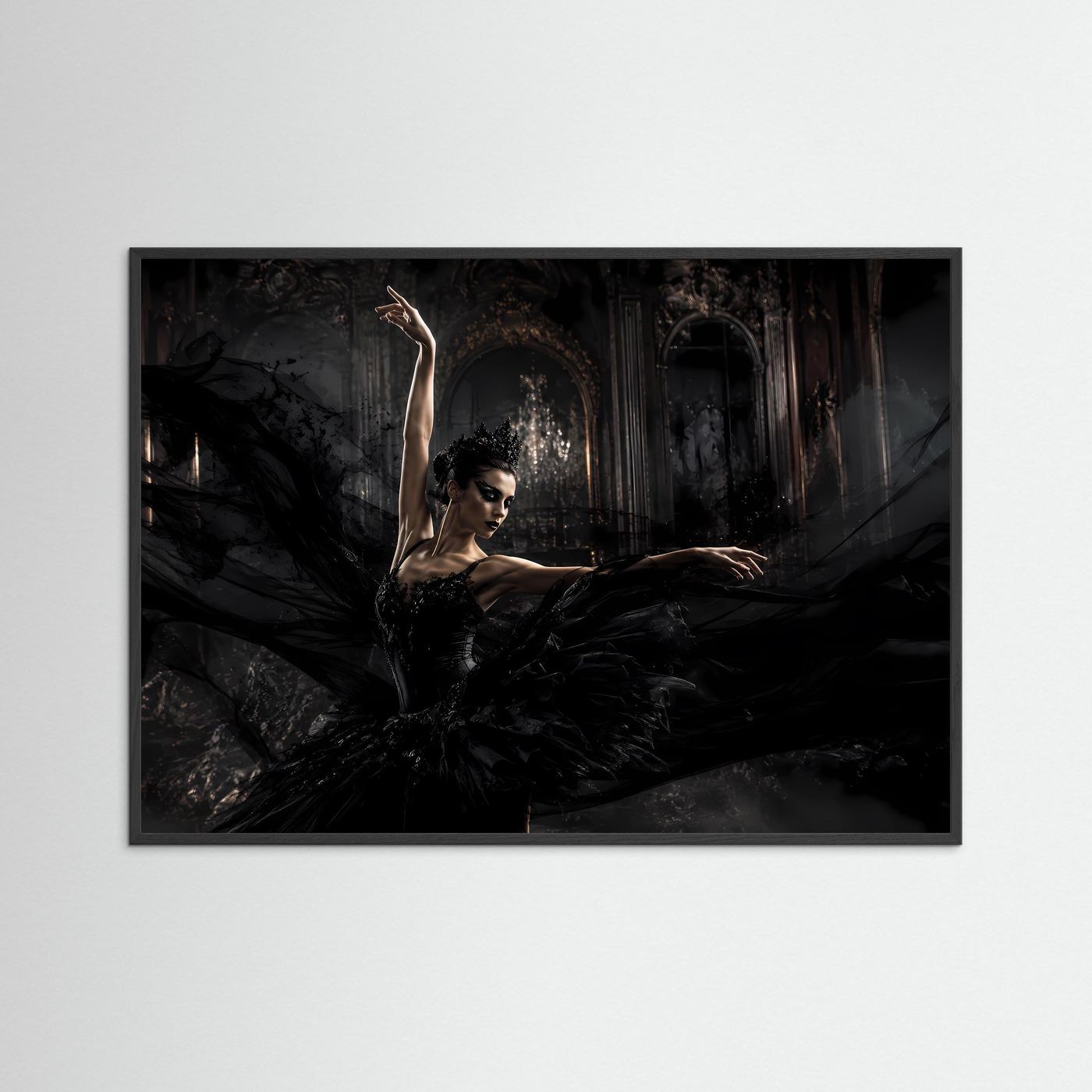Dramatische Schwarzer Schwan Ballerina | Gothic & Eleganz Kunst Poster Querformat