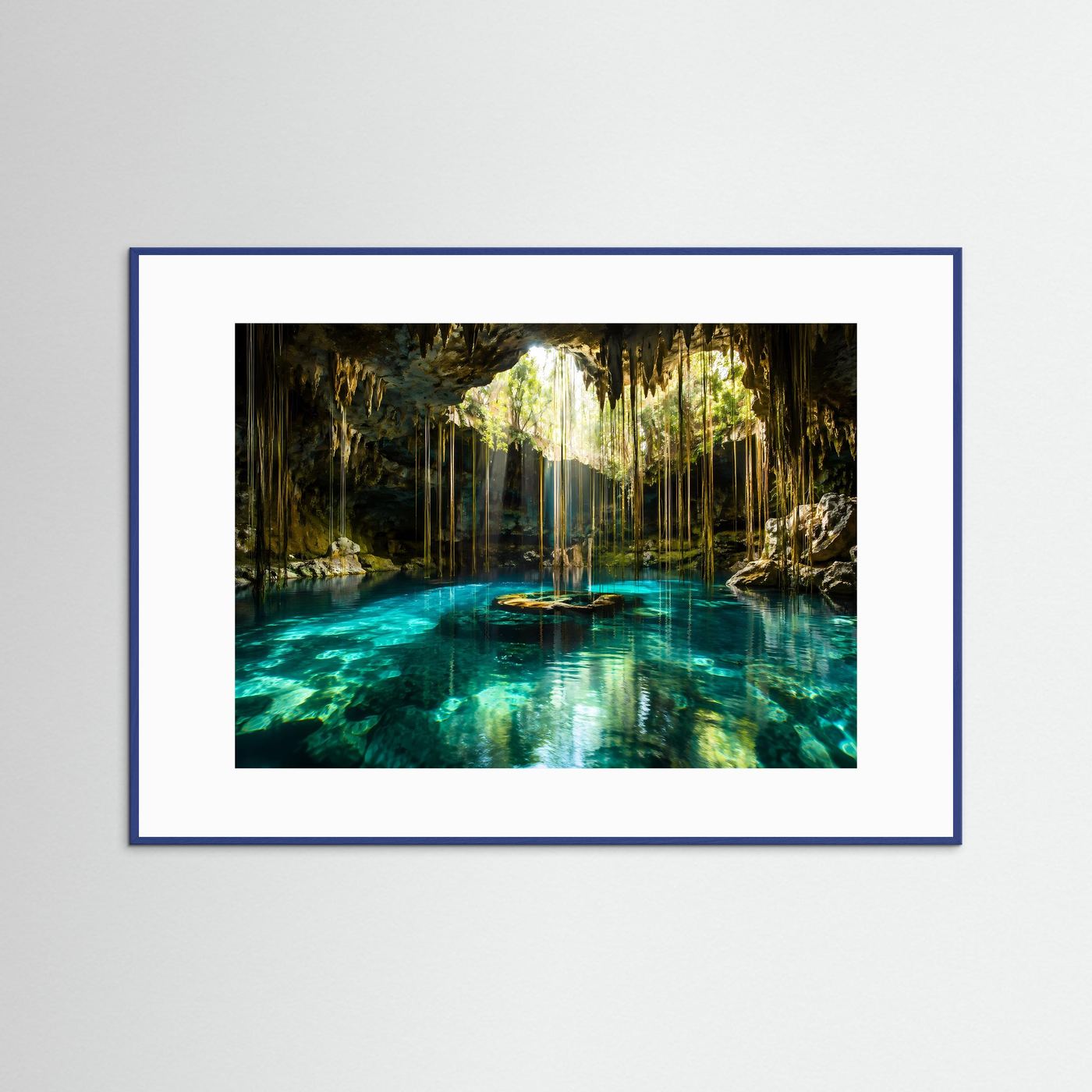 Cenote Poster | Türkise Höhle Wandbild | Tropische Lagune Kunst | Mystische Natur Landschaft | Leinwand Dschungel Deko