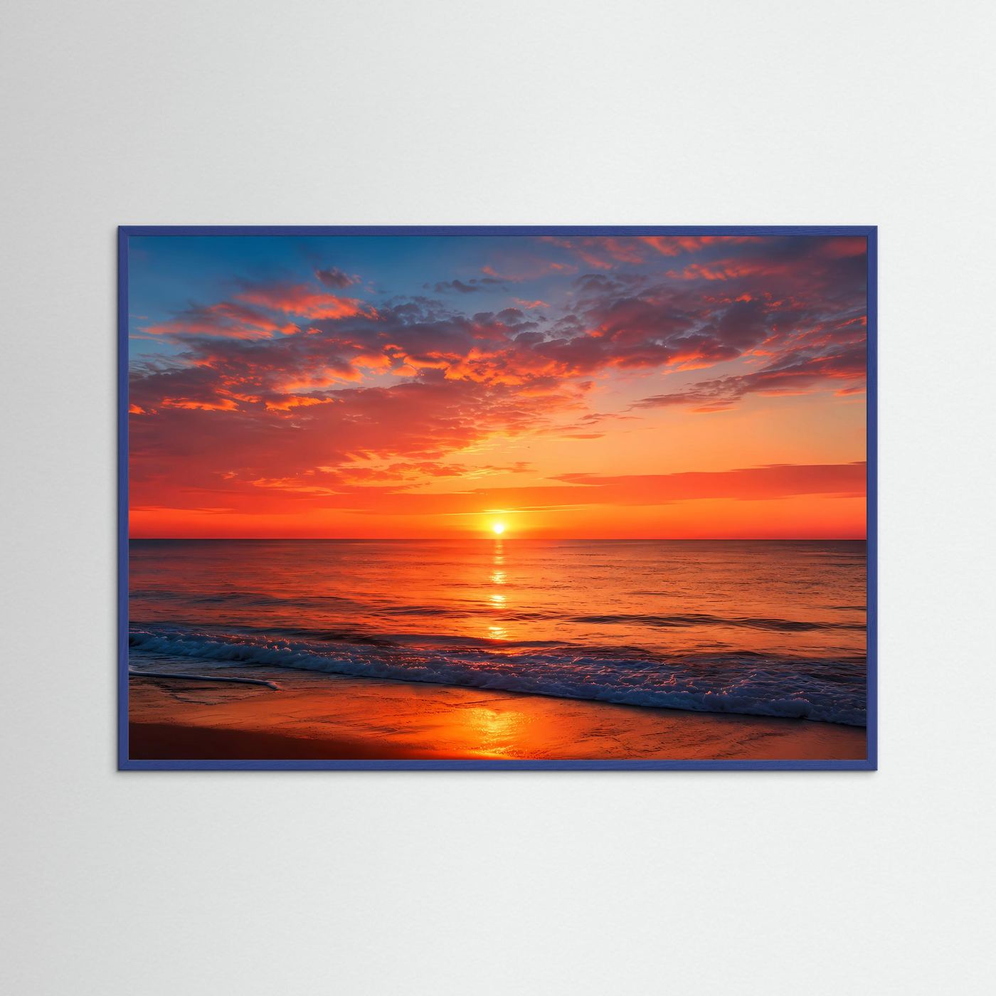 Sonnenuntergang am Meer Poster Querformat | Roter Abendhimmel über dem Ozean