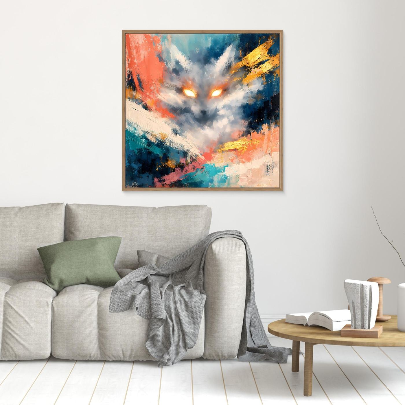 Leinwandbild Abstrakter Kitsune Fuchs | Modernes Japanisches Kunstwerk