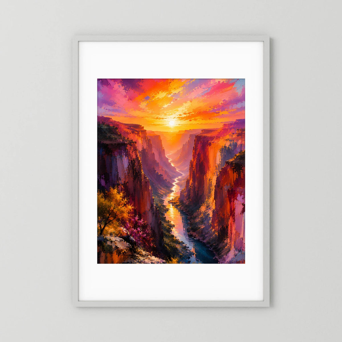 Leuchtender Canyon | Farbenfroher Sonnenuntergang über Schlucht | Poster Hochformat