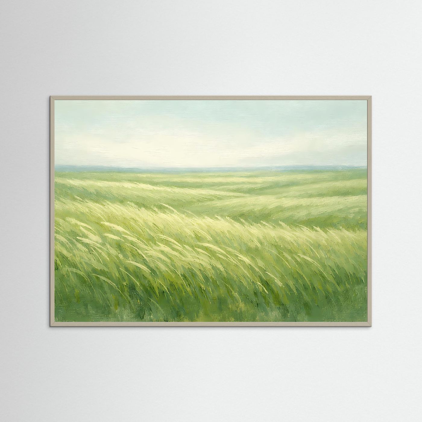 Weite Graslandschaft im Wind | Beruhigende Natur & Wiese Poster Querformat