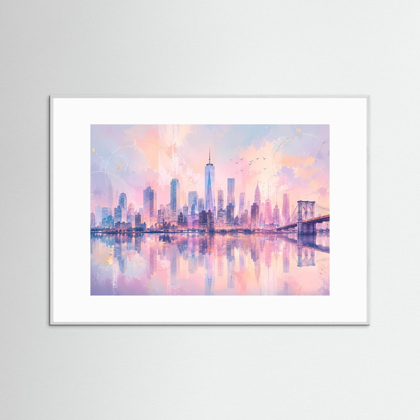New York Skyline Poster | Pastell Stadt Panorama | Moderne City Wandkunst | Abstraktes Manhattan Wandbild