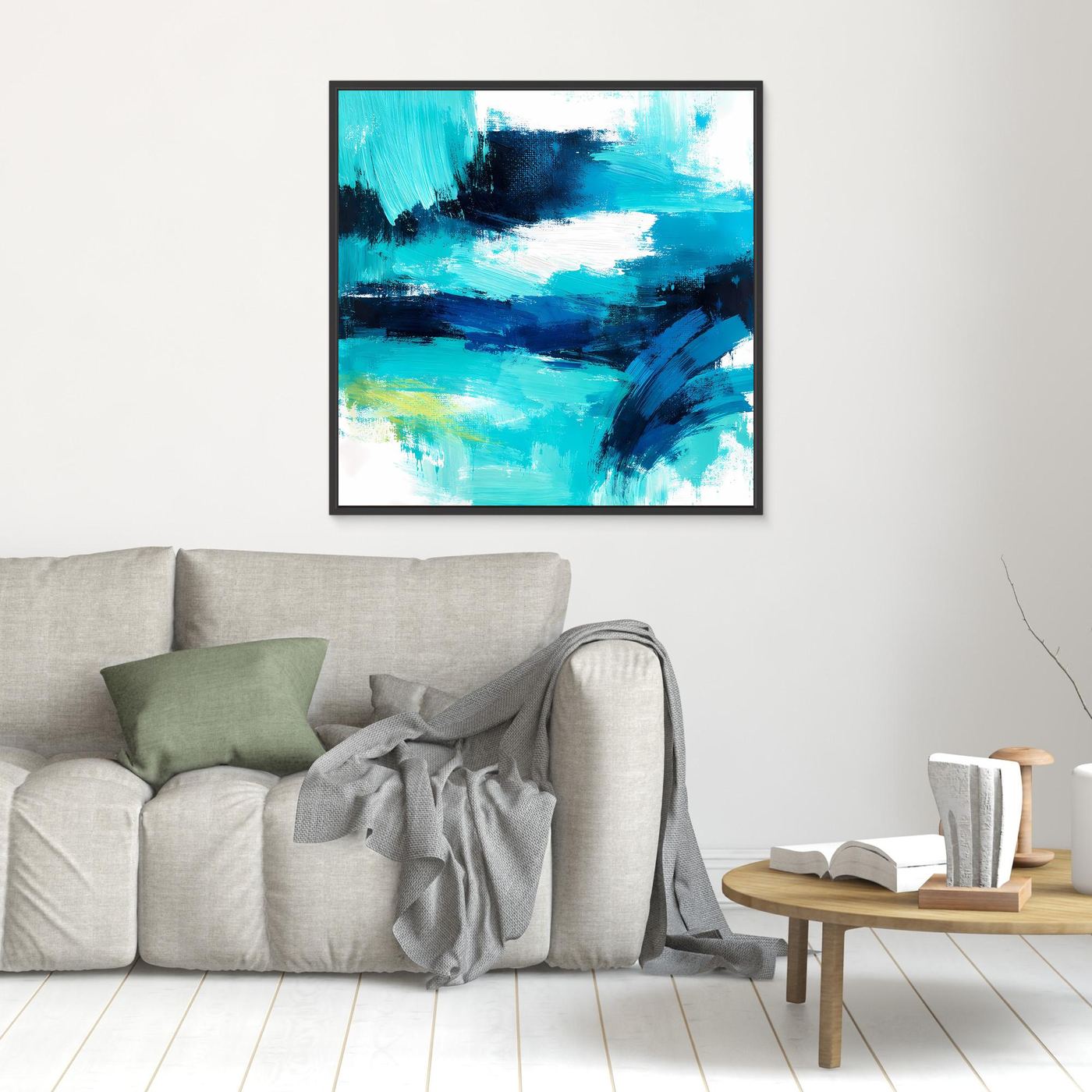 Premium Leinwand Modernes Abstraktes Wandbild Ocean Blue | Maritimes Kunstwerk im Impasto-Stil