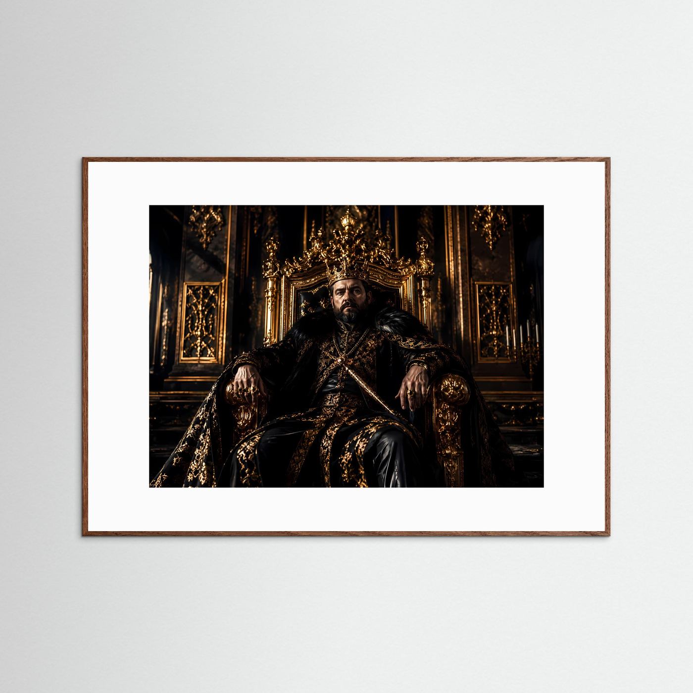 Mächtiger König auf goldenem Thron | Royaler Herrscher & Barock Poster