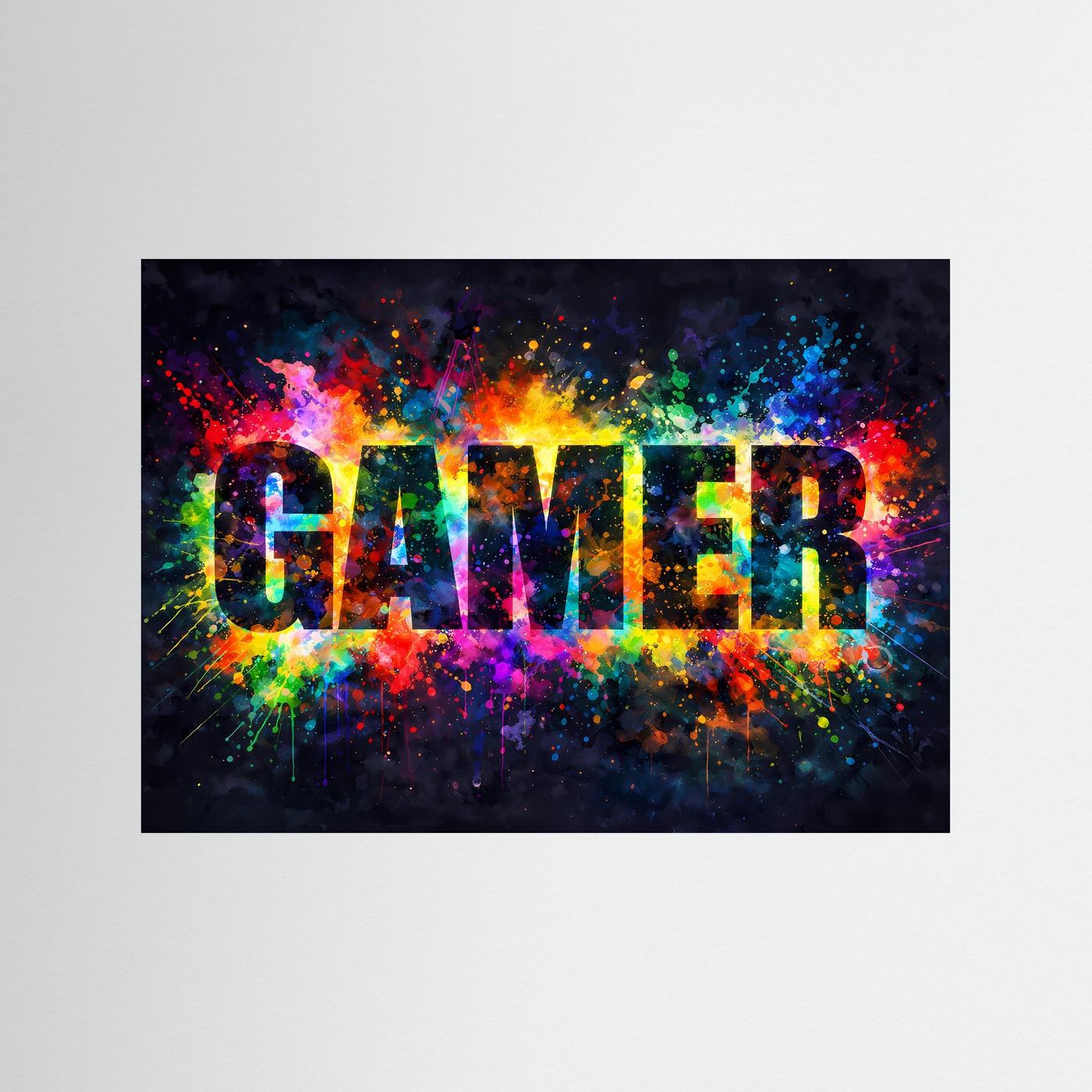 Gaming-Poster „GAMER“ im Pop-Art Splash-Style, querformat