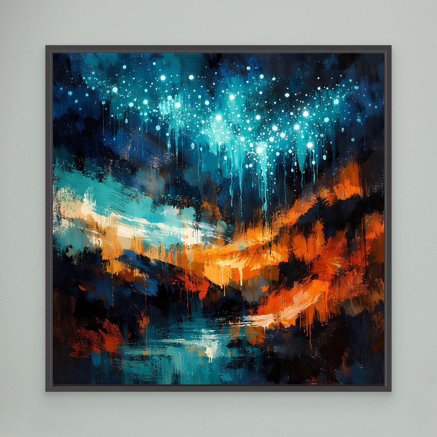 Leinwand Magische Glühwürmchen-Höhle | Abstraktes Natur Fantasy Wandbild