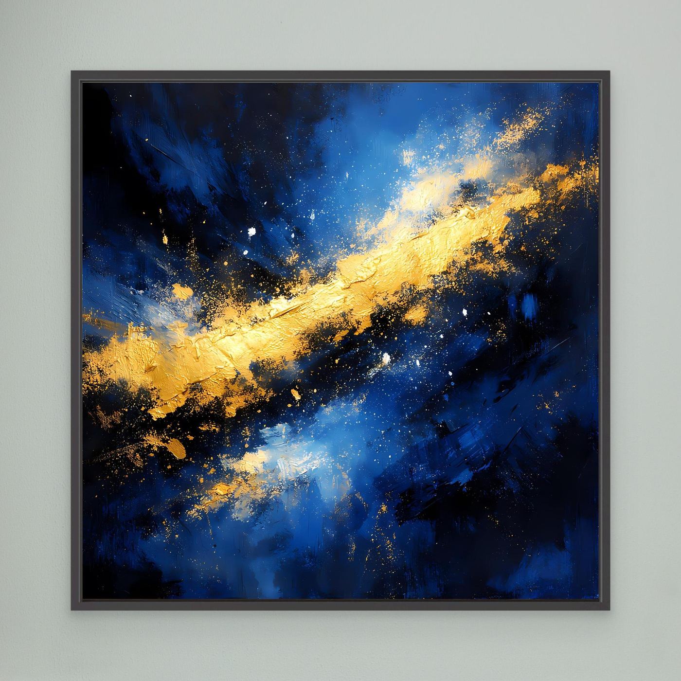 Leinwand Abstraktes Universum in Blau und Gold | Modernes Kosmos Wandbild