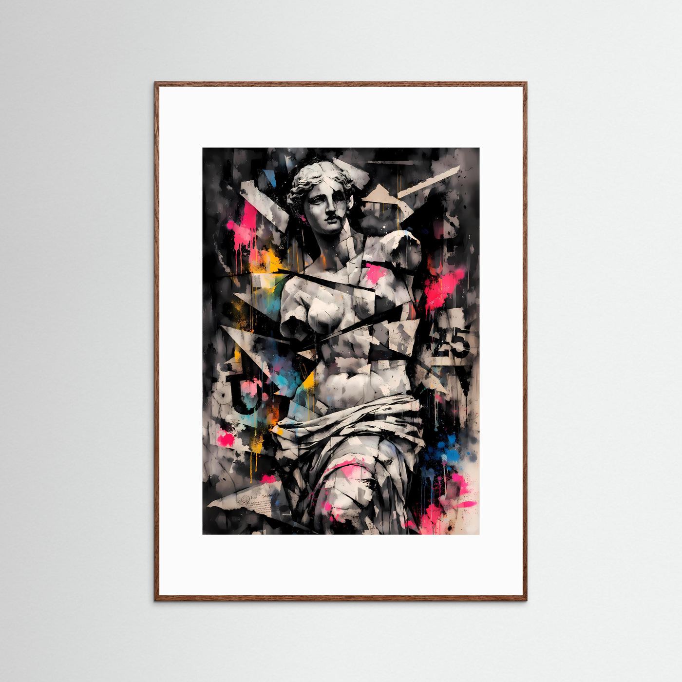 Antike trifft Street Art | Abstraktes Venus von Milo Skulpturen Poster mit Neon-Akzenten | Modernes Kunstposter Hochformat