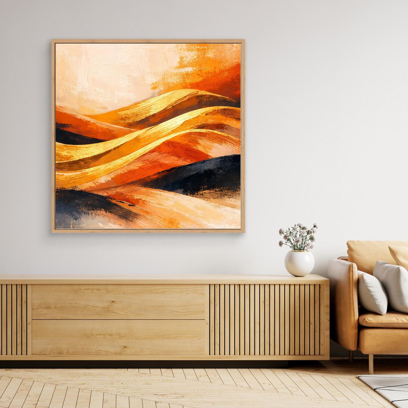 Leinwand Goldene Wüstendünen | Abstraktes Modern Art Landschafts Wandbild