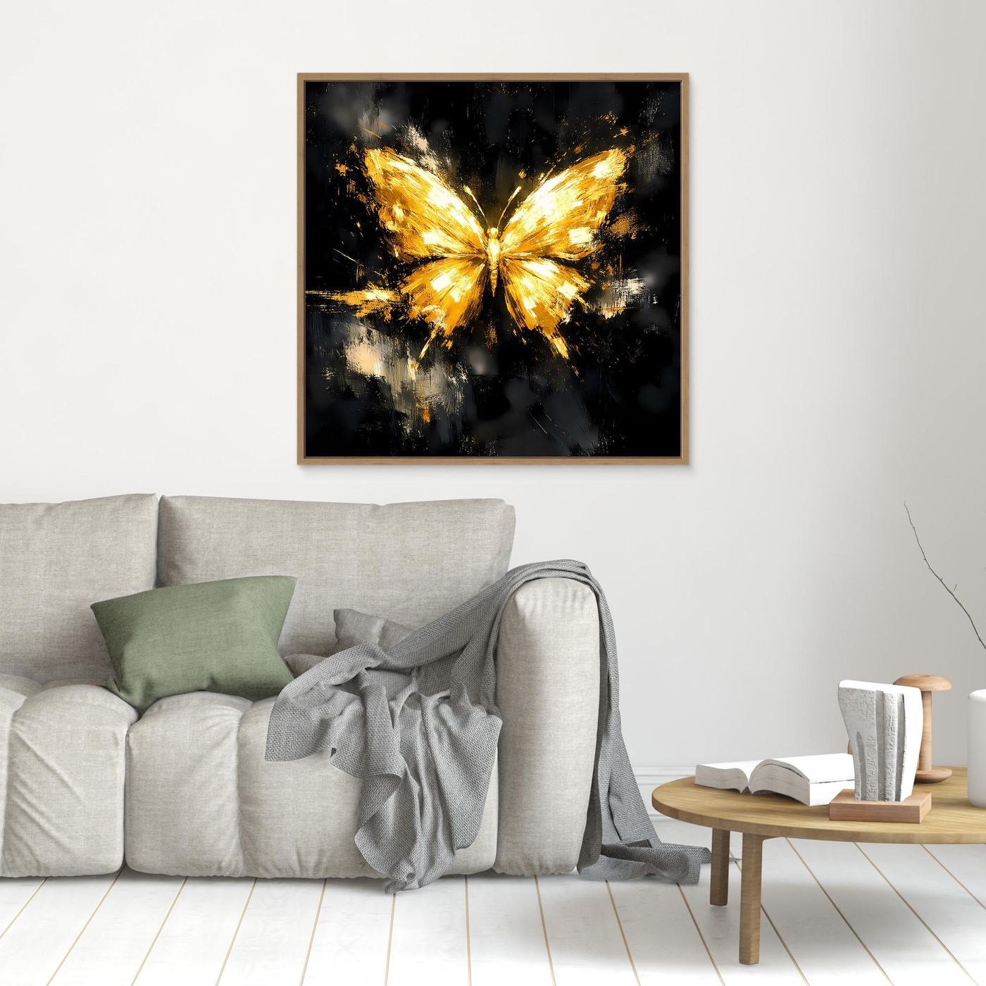Leinwand Eleganter Goldener Schmetterling | Abstraktes Luxus Wandbild