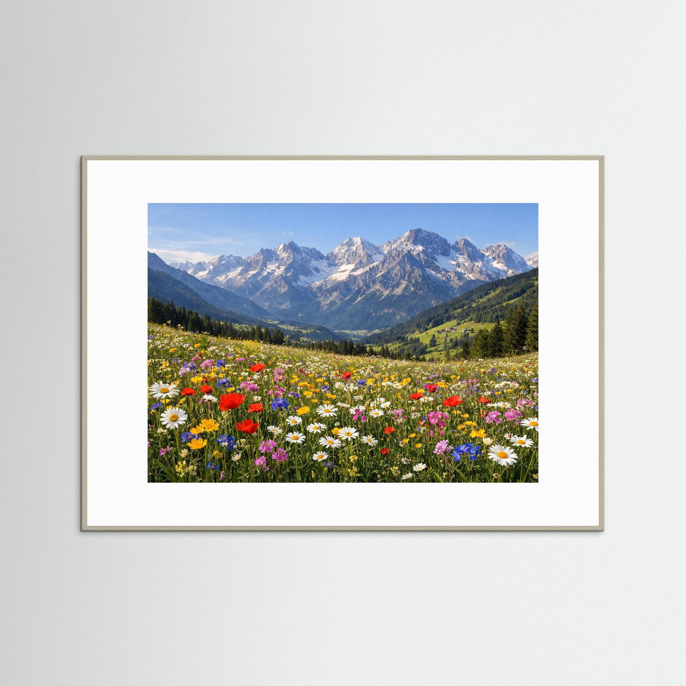 Blühende Alpenwiese vor schroffen Gipfeln | Panorama Berg & Natur Poster Querformat