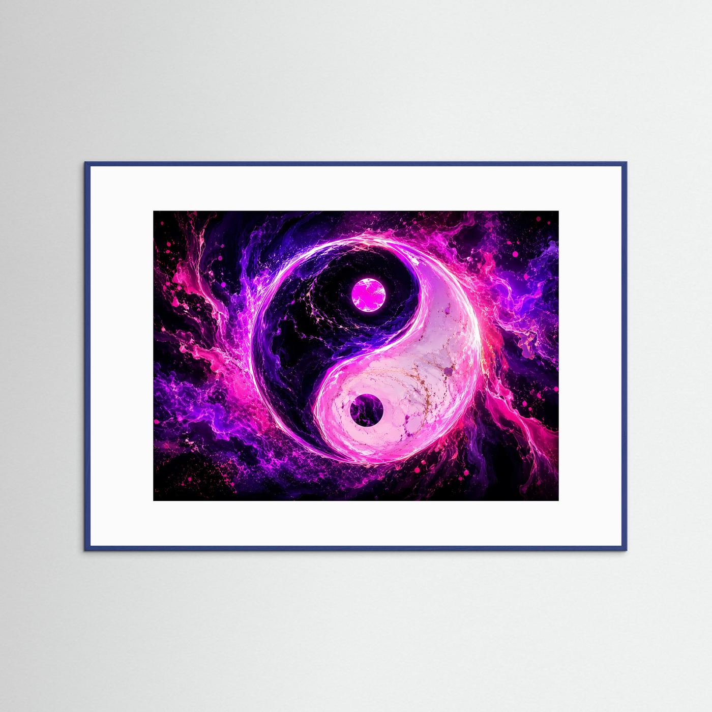 Yin Yang Poster Neon Pink | Spirituelle Wandkunst | Abstraktes Balance Symbol | Moderne Zen Kunst | Energie & Harmonie | Premium Fine Art