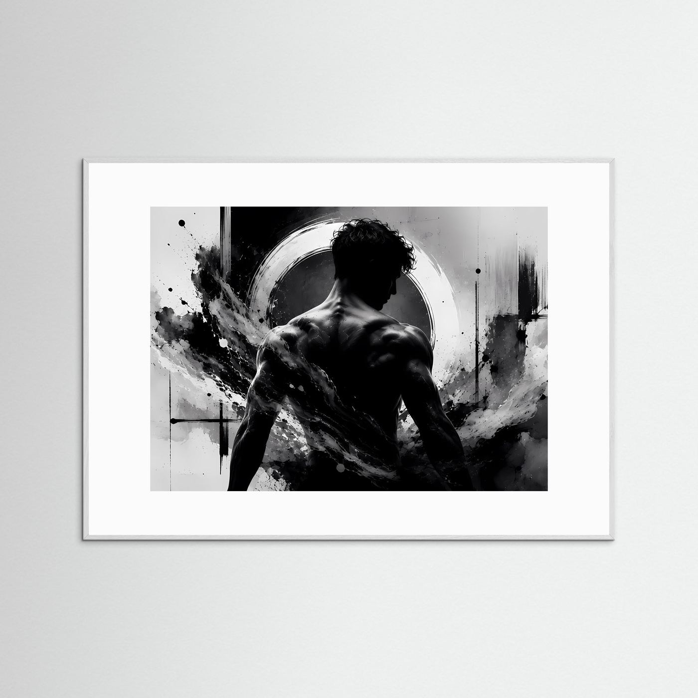 Männer Silhouette Poster Schwarz Weiß | Abstrakte Körperkunst | Monochrome Moderne Wandkunst | Minimalistisches Wandbild