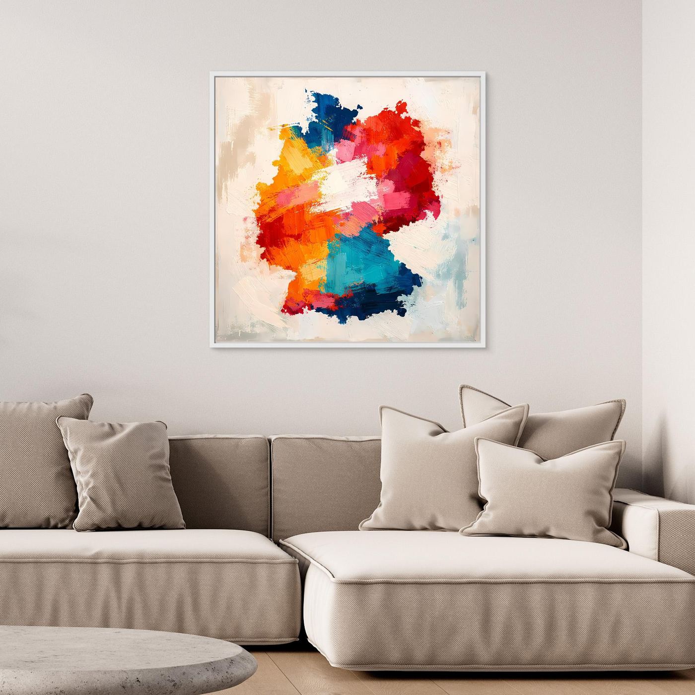 Abstract Germany map canvas wall art in white frame