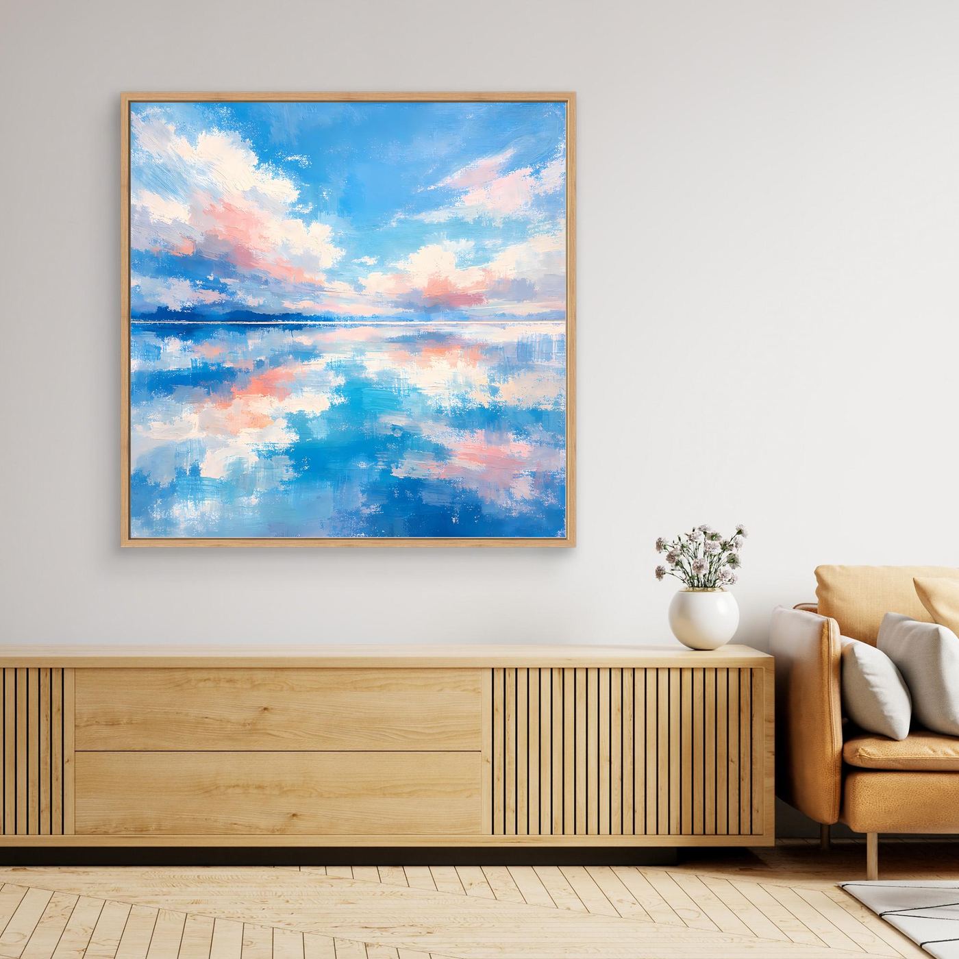 Leinwand Abstrakte Meereslandschaft mit Wolken | Modernes Wandbild auf Keilrahmen