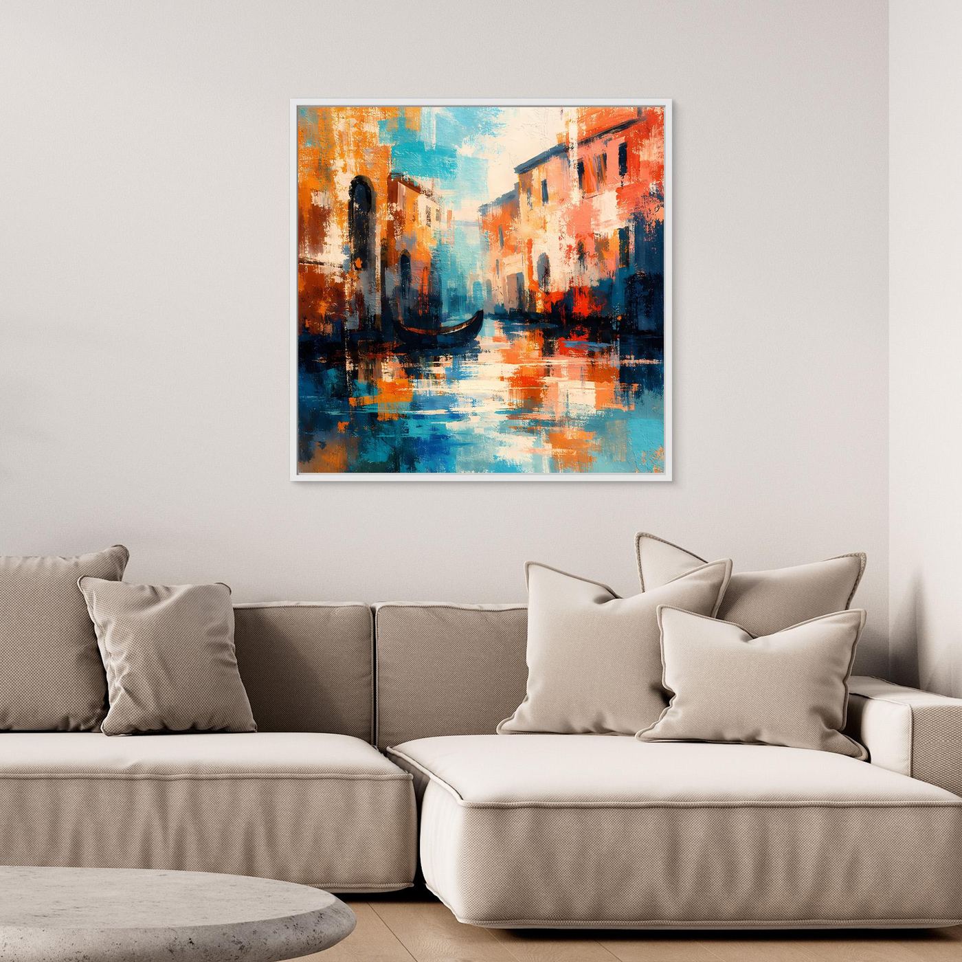 Leinwand Romantisches Venedig bei Sonnenuntergang | Abstraktes Gondel Wandbild