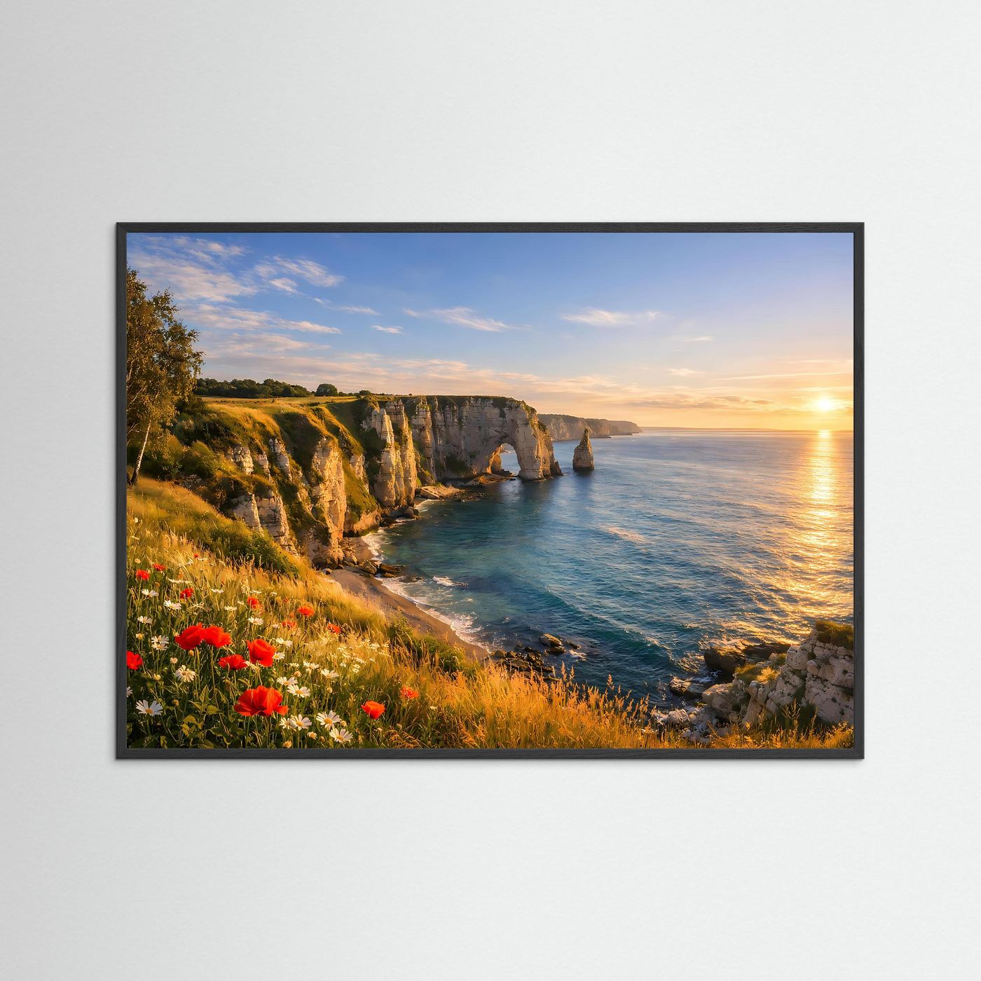 Majestätische Steilküste bei Sonnenuntergang | Klippen & Meer Poster Querformat