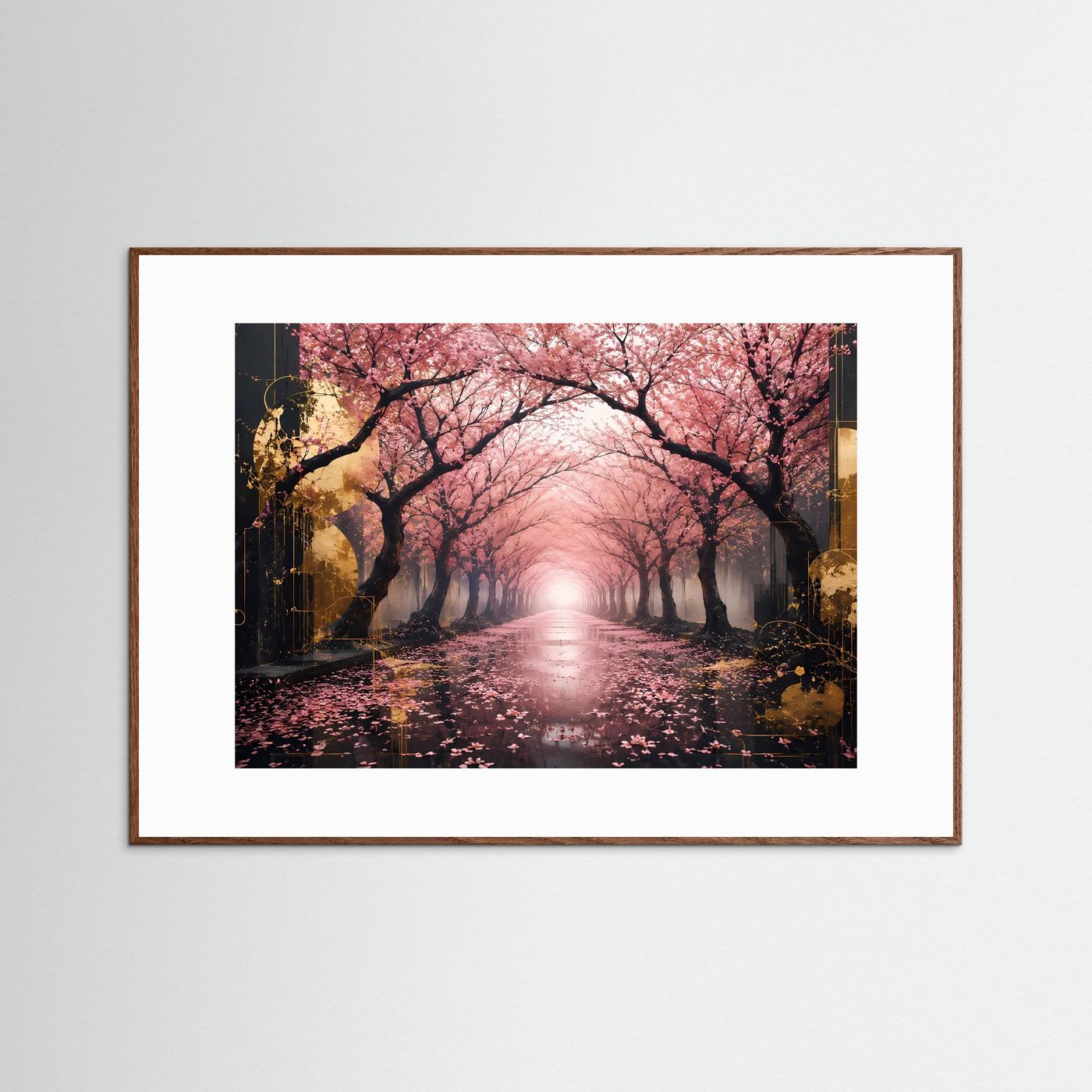 Kirschblütenallee Poster | Sakura Wandbild | Japanische Frühlingslandschaft | Rosa Blüten Kunst | Premium Leinwandbild