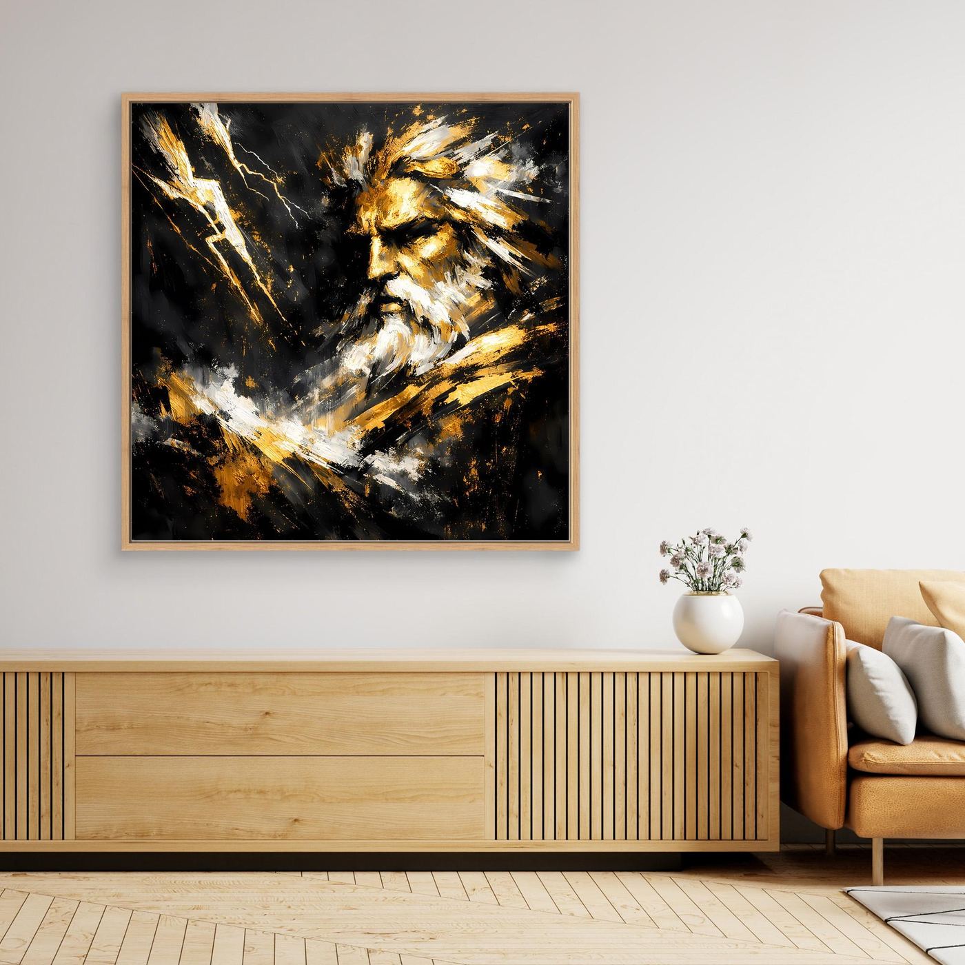 Leinwand Goldener Zeus Göttervater | Abstraktes Mythologie Wandbild Modern