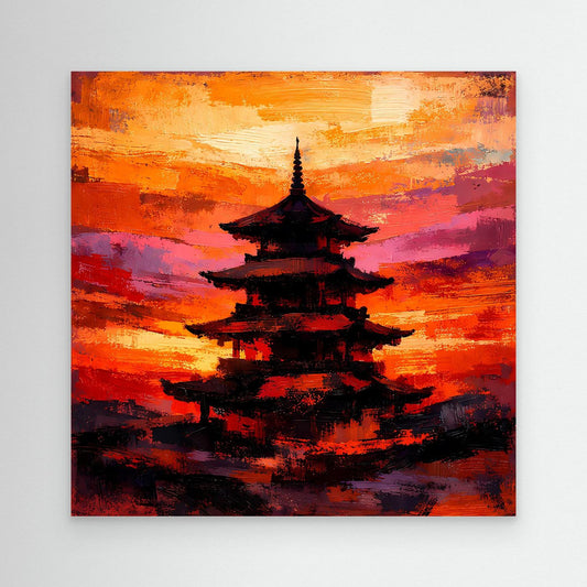 Leinwandbild Traditionelle Japanische Pagode | Abstraktes Asien-Wandbild