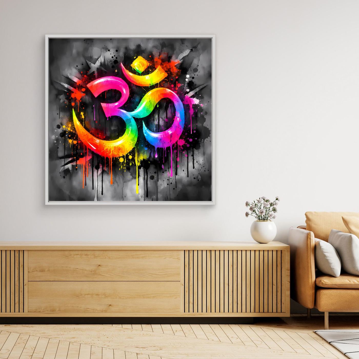 Leinwandbild Spirituelles Om-Symbol | Abstraktes Yoga & Meditation Wandbild auf Keilrahmen