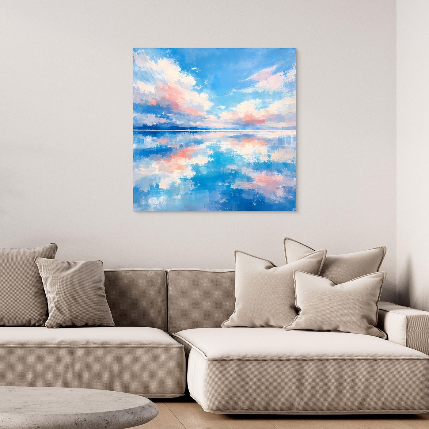 Leinwand Abstrakte Meereslandschaft mit Wolken | Modernes Wandbild auf Keilrahmen