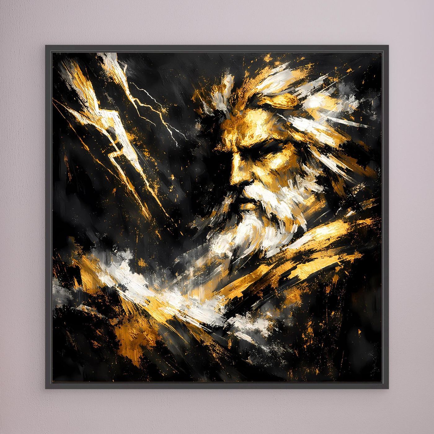 Leinwand Goldener Zeus Göttervater | Abstraktes Mythologie Wandbild Modern