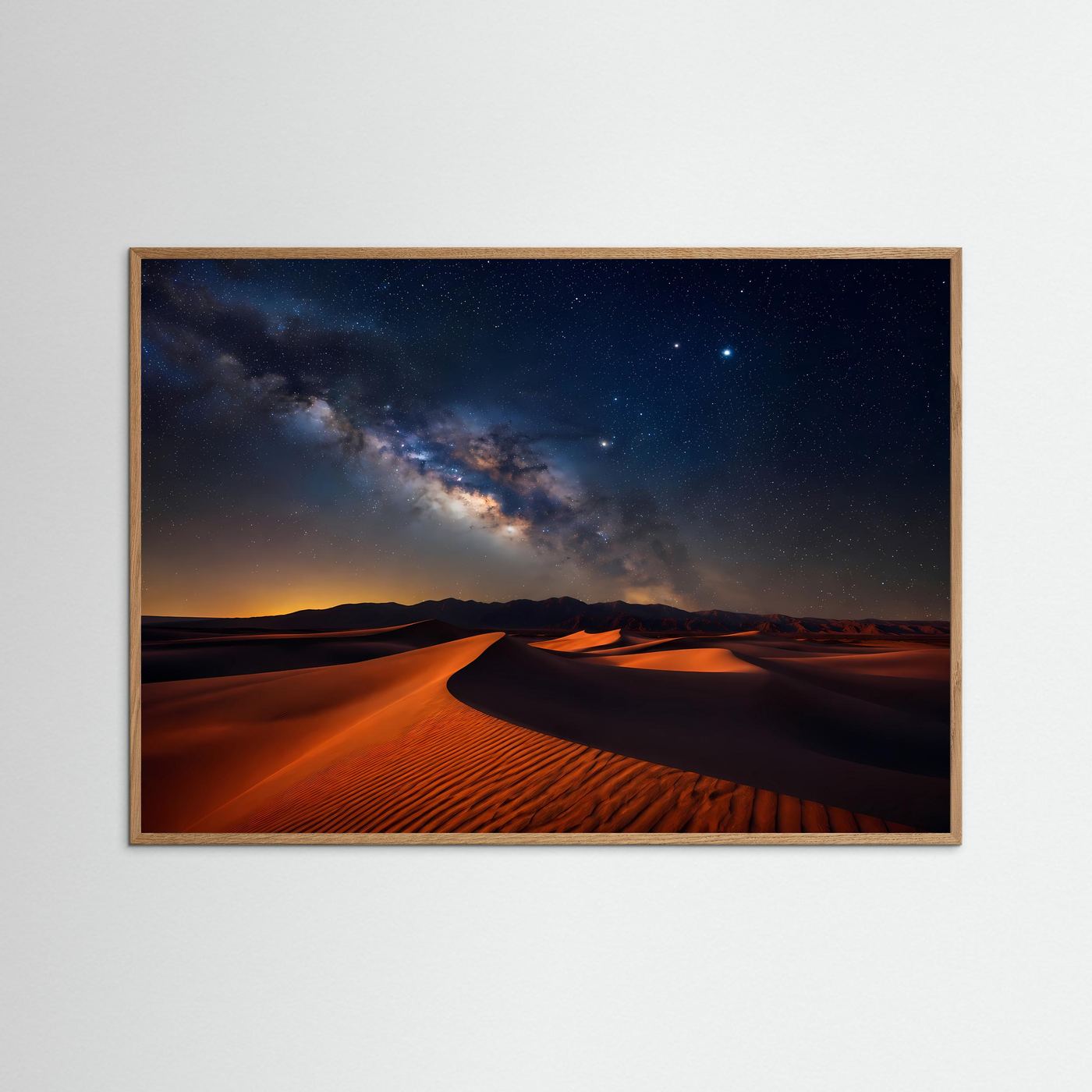 Magische Wüstennacht unter Sternen | Wüstenlandschaft & Milchstraße Poster Querformat