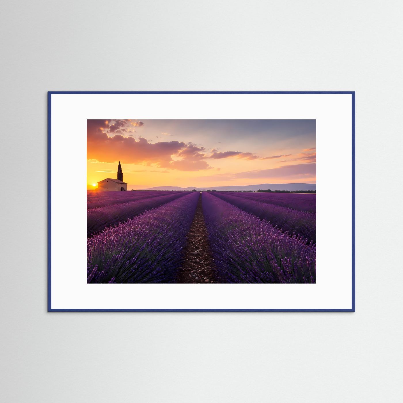 Lavendelfeld im Sonnenuntergang | Provence Landschaft in Lila & Gold