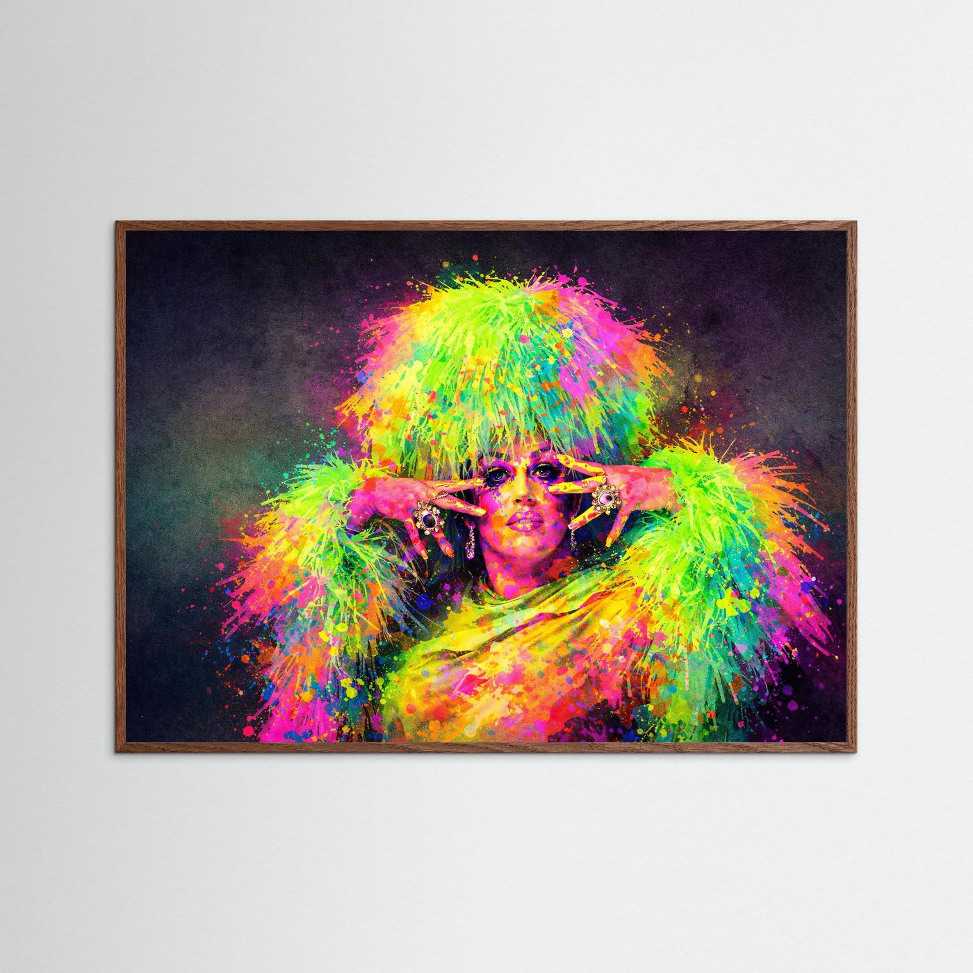 Glamouröse Neon-Ikone | Moderner Pop Art Print Querformat Wandbild