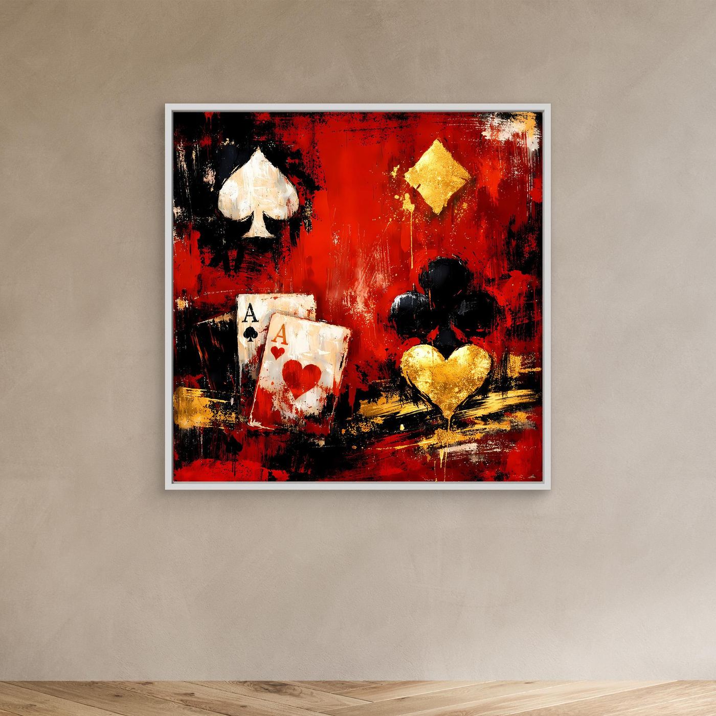 Leinwand Abstraktes Poker-Design mit Assen | Modernes Spielkarten Wandbild Kunst