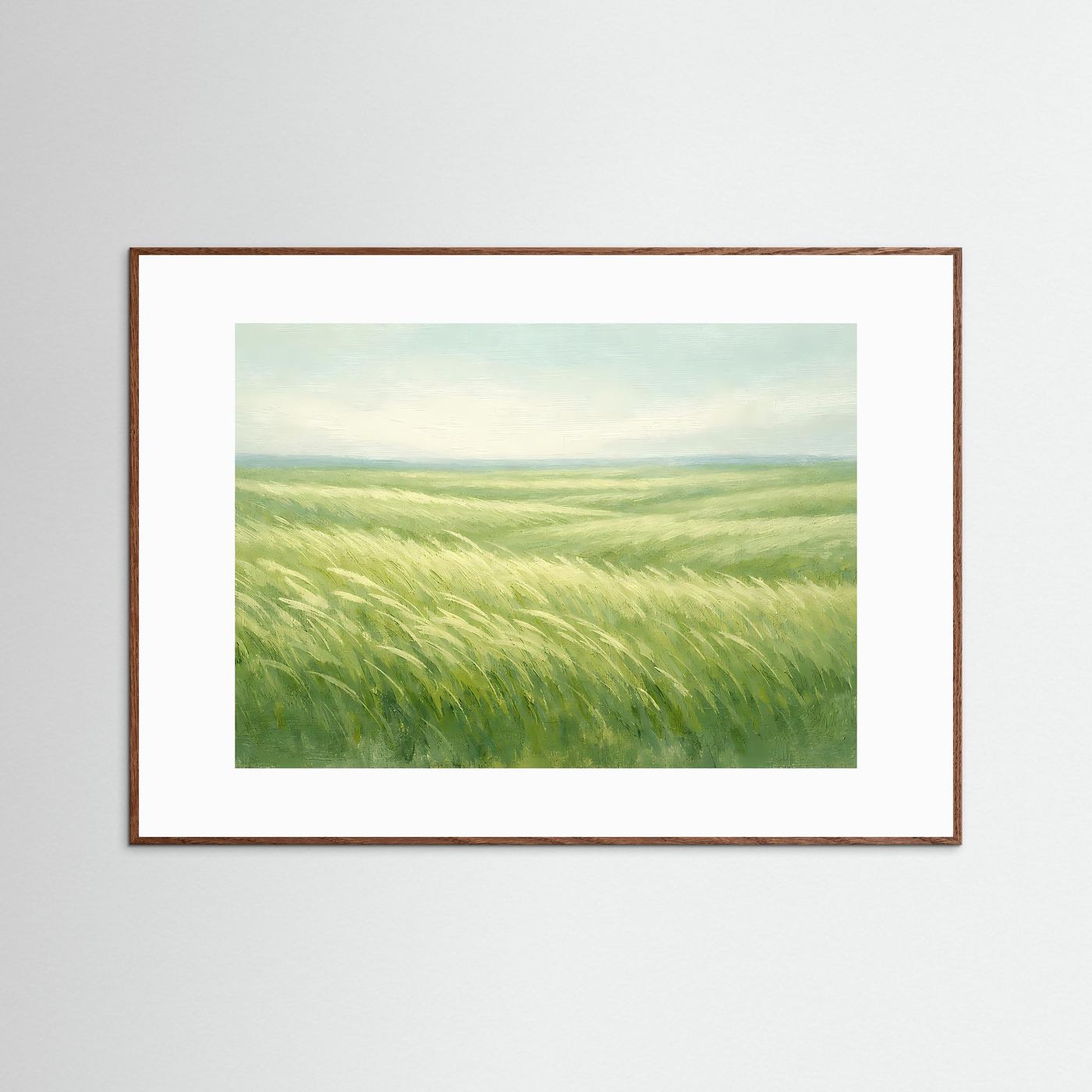 Weite Graslandschaft im Wind | Beruhigende Natur & Wiese Poster Querformat