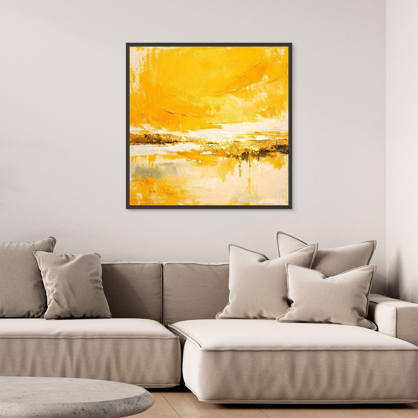 Leinwand Abstraktes Gemälde in Sonnengelb und Gold | Modernes Abstraktes Wandbild