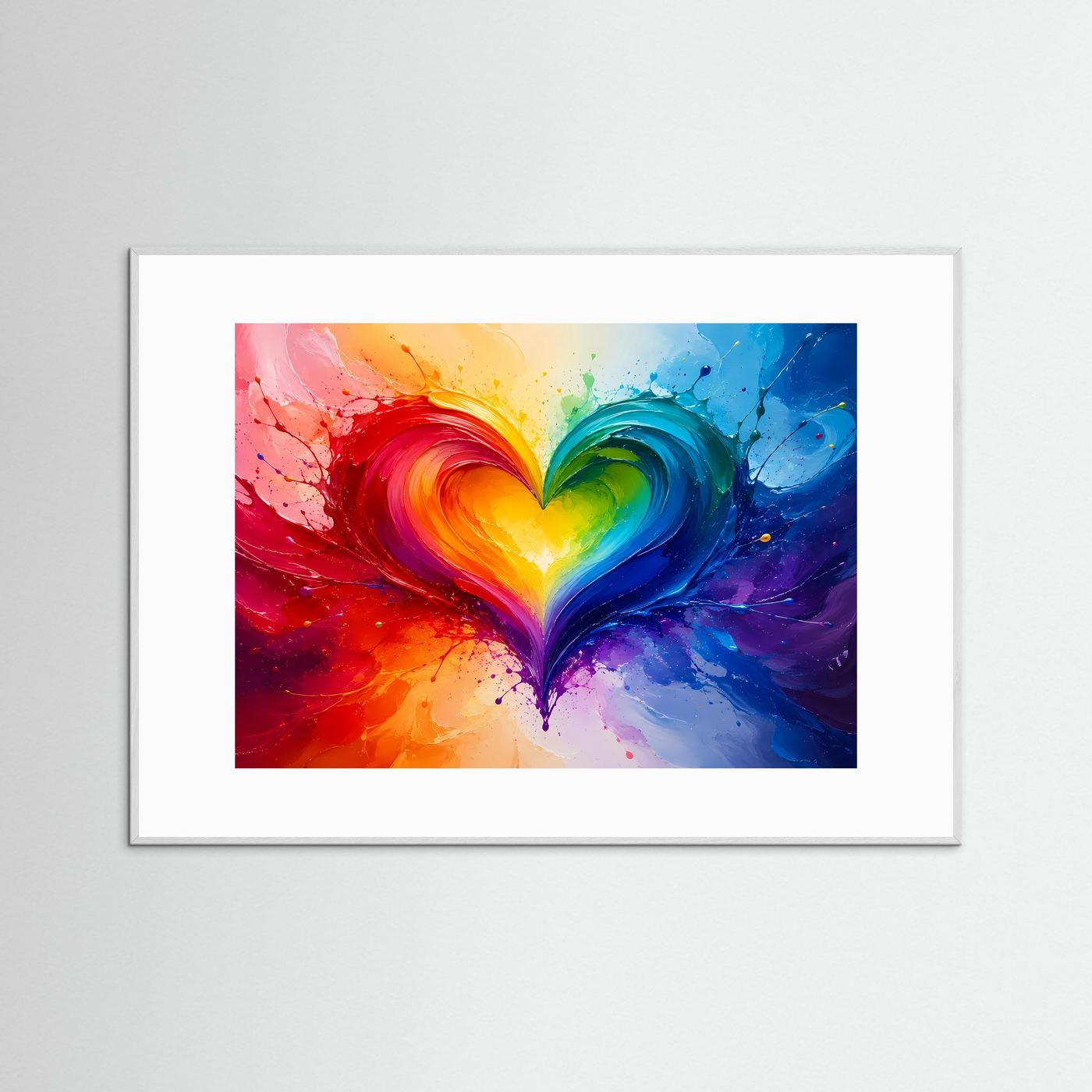 Regenbogen Herz Poster | Abstrakte Liebe Wandkunst | LGBTQ+ Herz Kunst | Farbenfrohes Modernes Wandbild