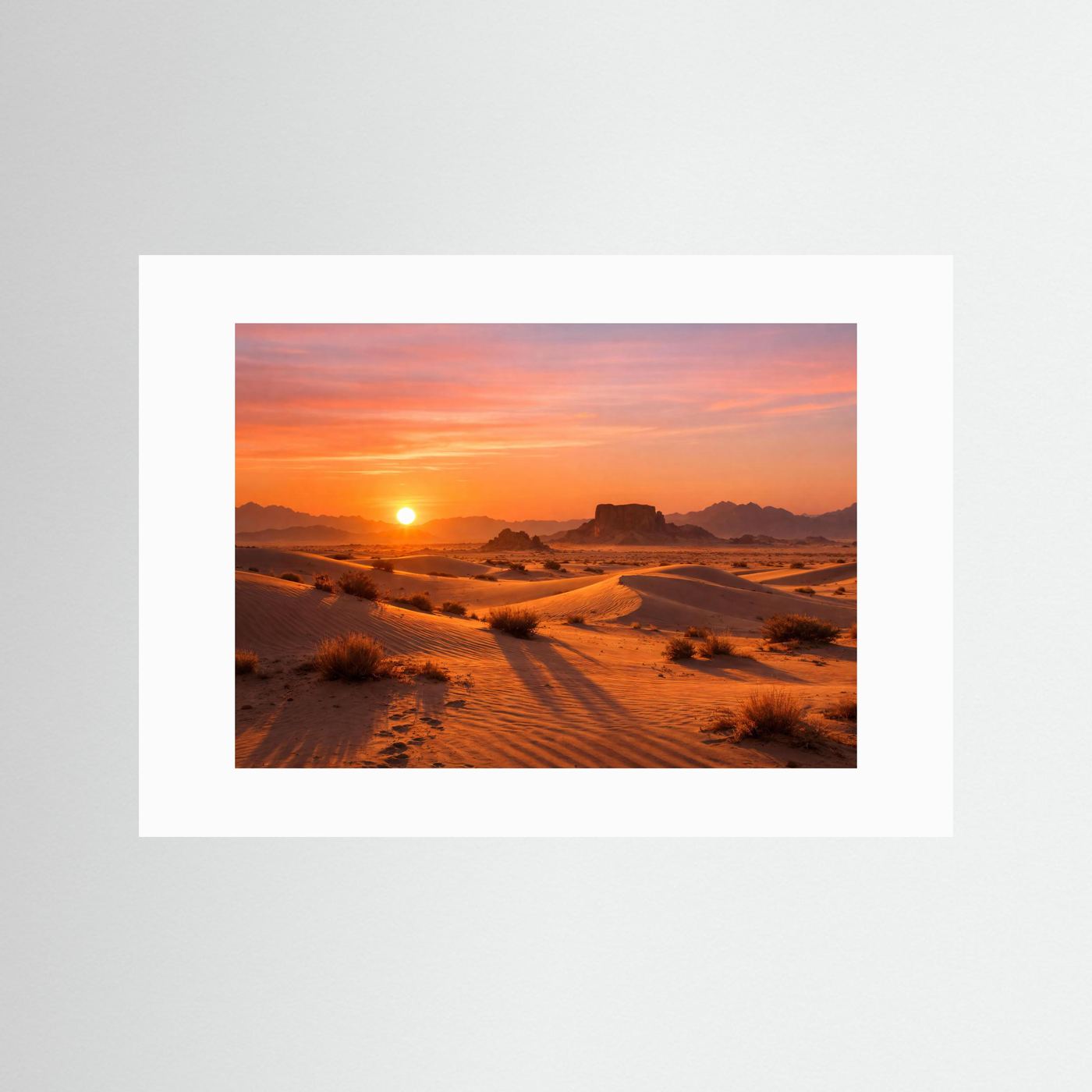 Goldener Wüstnen-Sonnenuntergang & Dünen-Panorama | Natur Poster Querformat