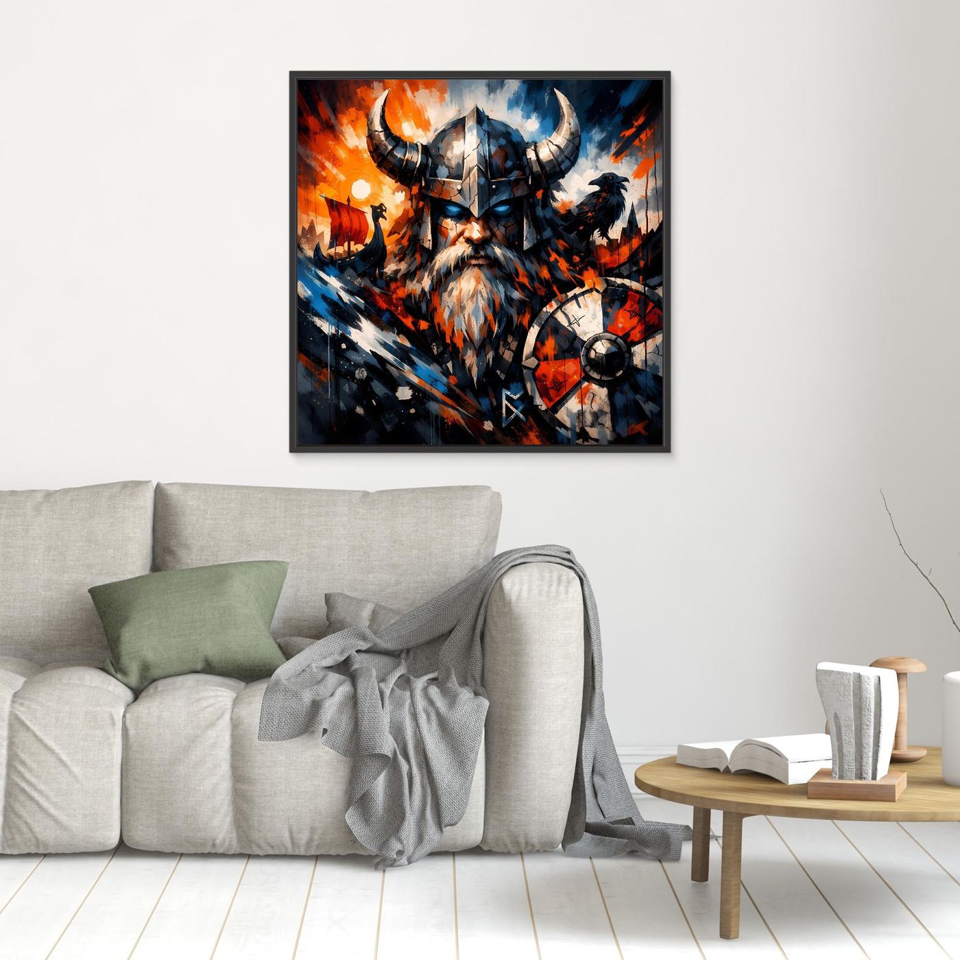 Leinwand Mythischer Wikinger-Krieger | Modernes Abstraktes Nordmann Wandbild