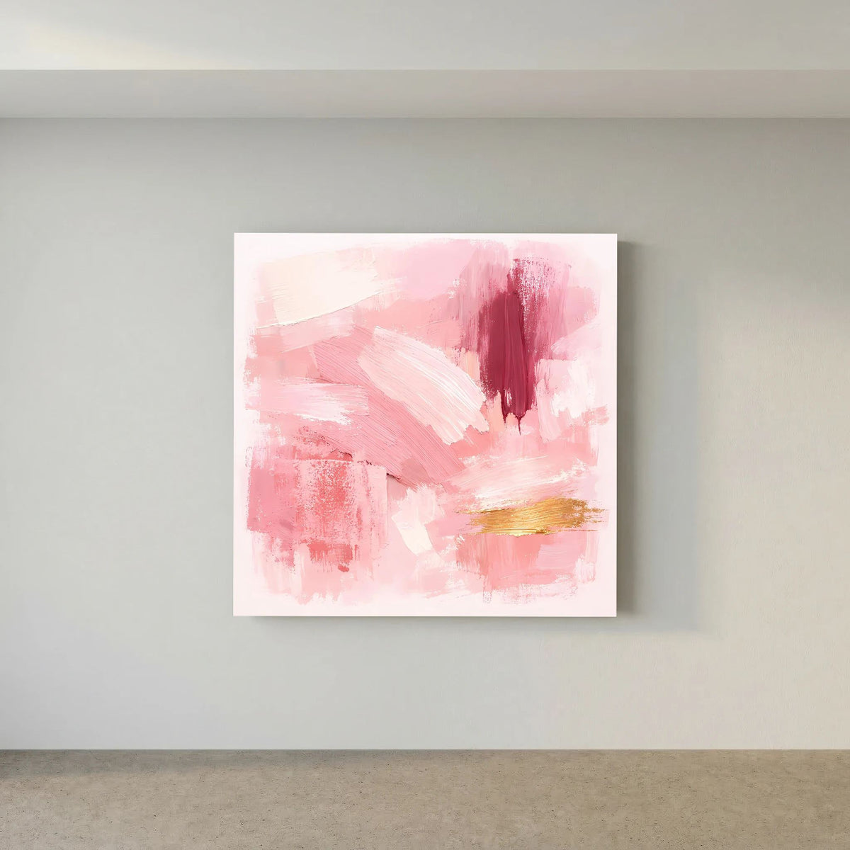 Leinwand Abstraktes Gemälde in Rosa und Gold | Modernes Elegantes Wandbild Pastell