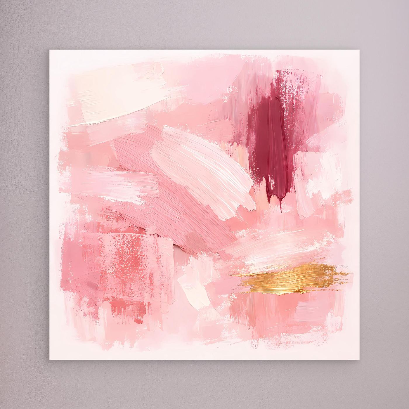 Leinwand Abstraktes Gemälde in Rosa und Gold | Modernes Elegantes Wandbild Pastell