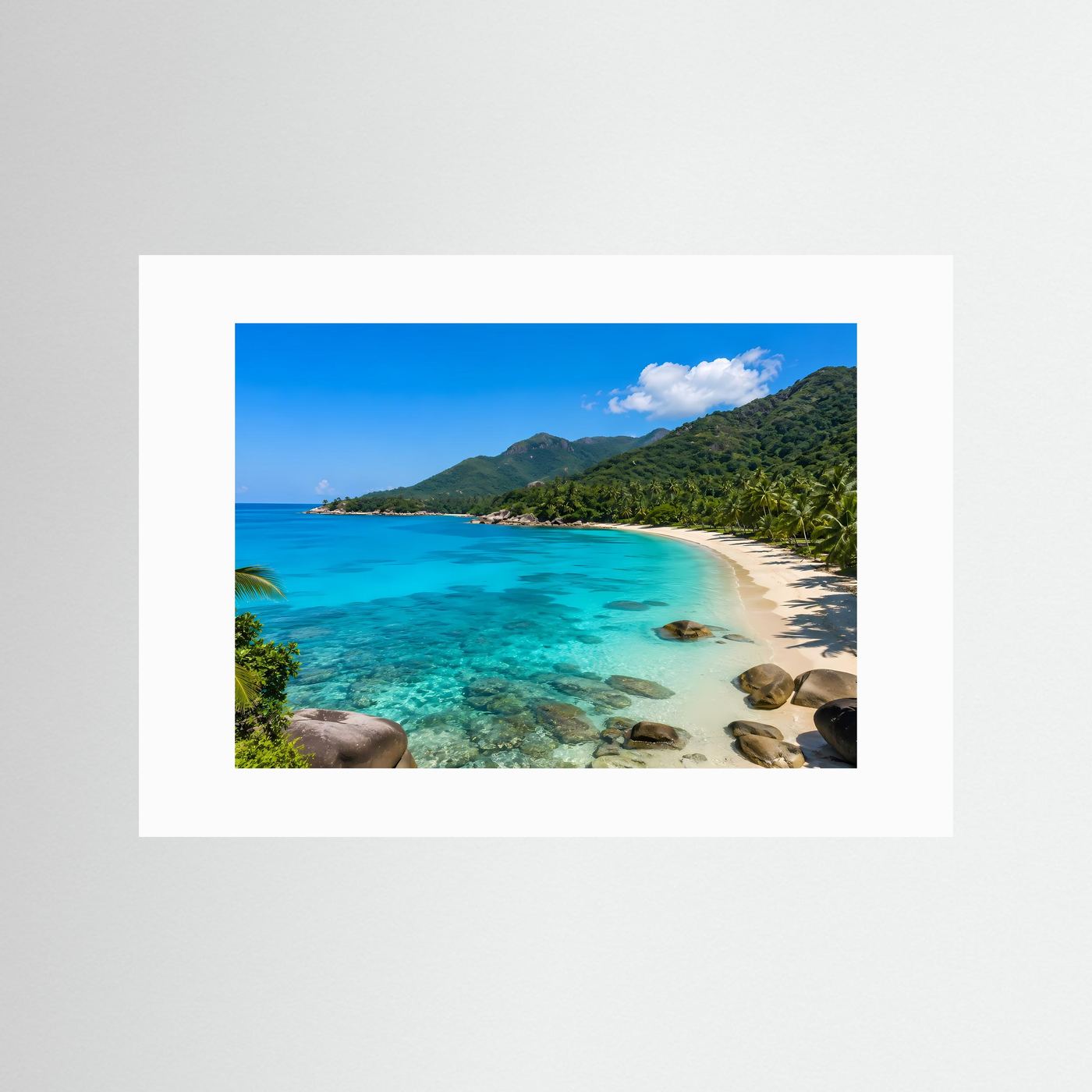 Tropische Traumbucht | Türkisblaues Meer & Palmen Wandbild