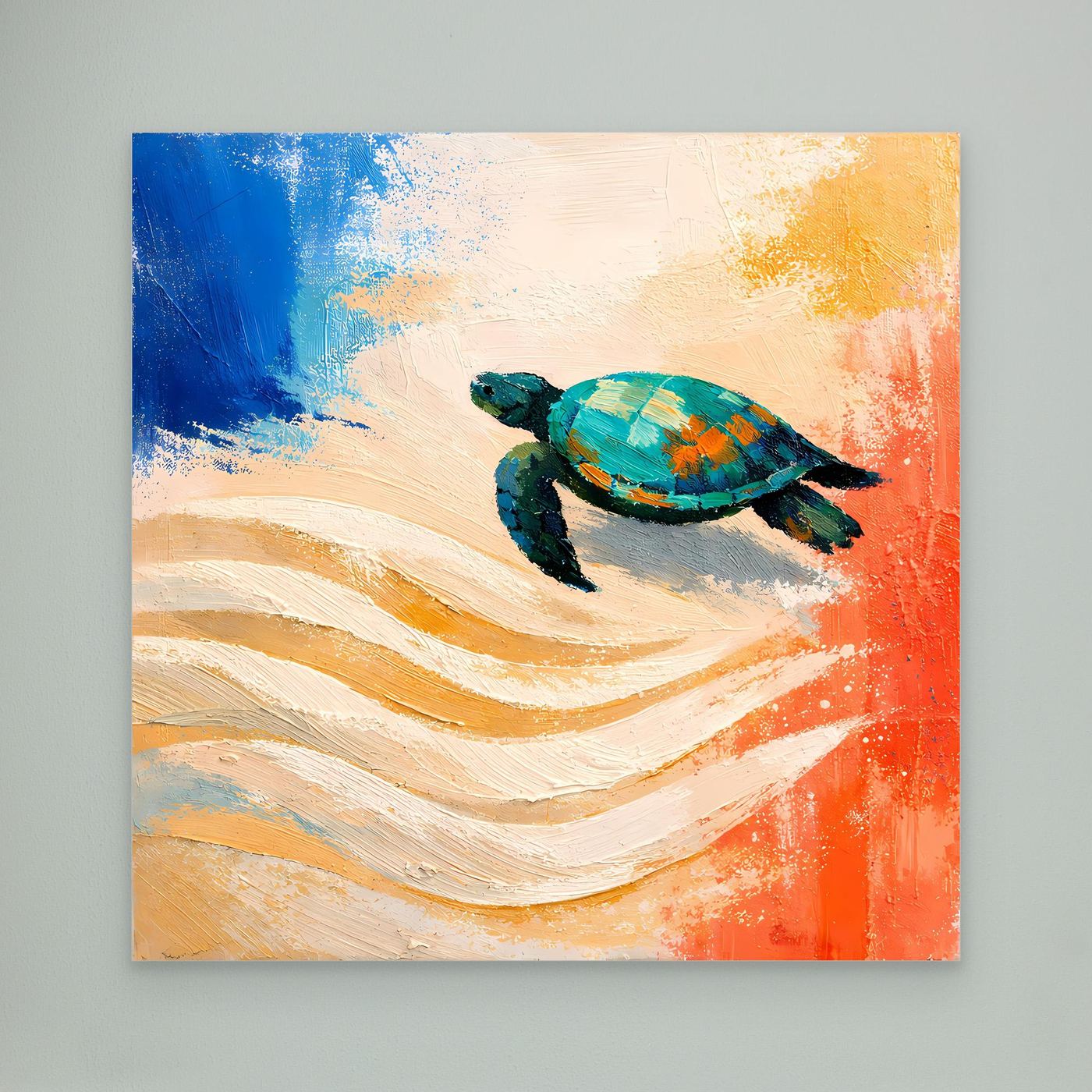 Leinwand Elegante Meeresschildkröte im Ozean | Abstraktes Strand & Meer Wandbild