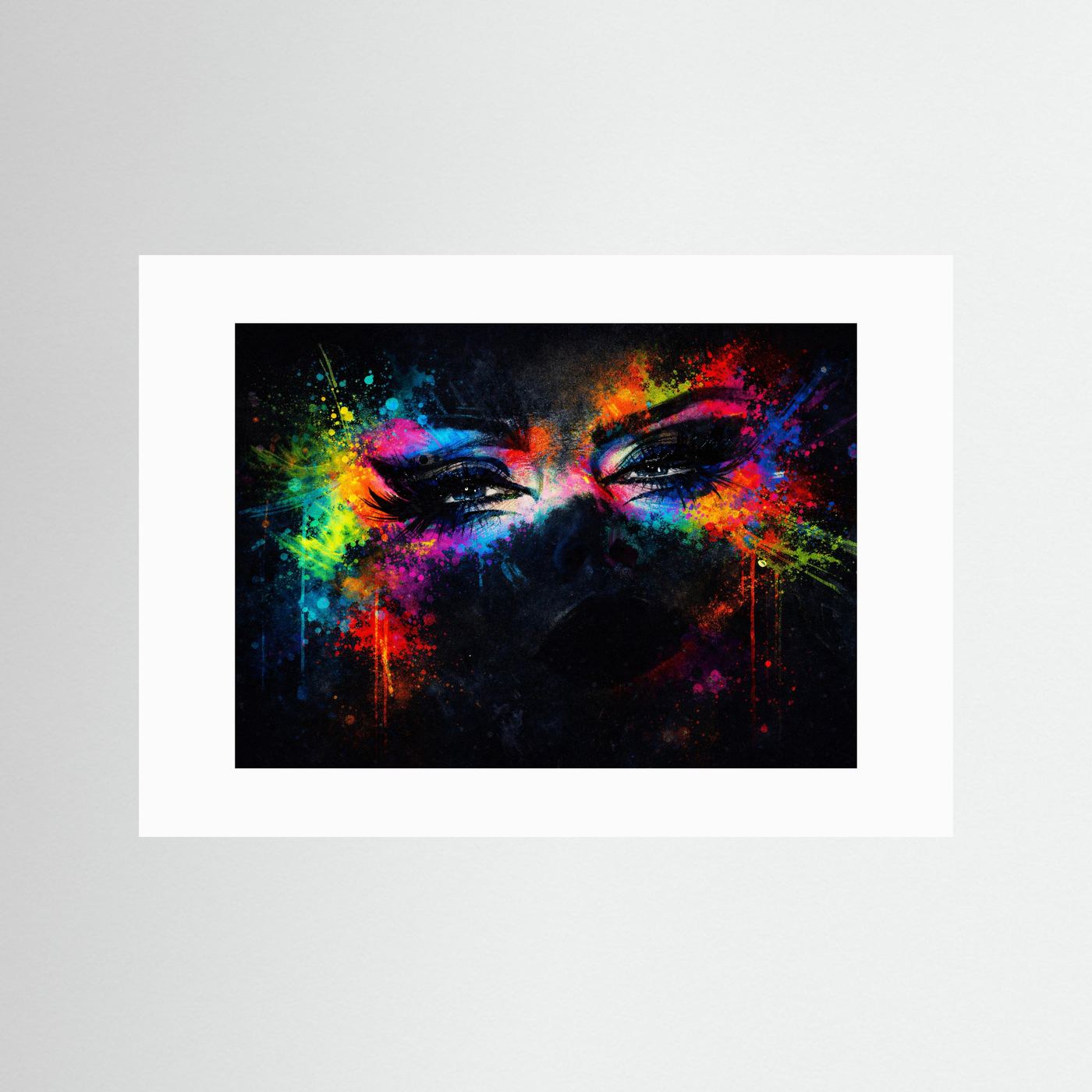 Magie des Blicks & Farbexplosion | Moderner Kunst Print Querformat Wandbild