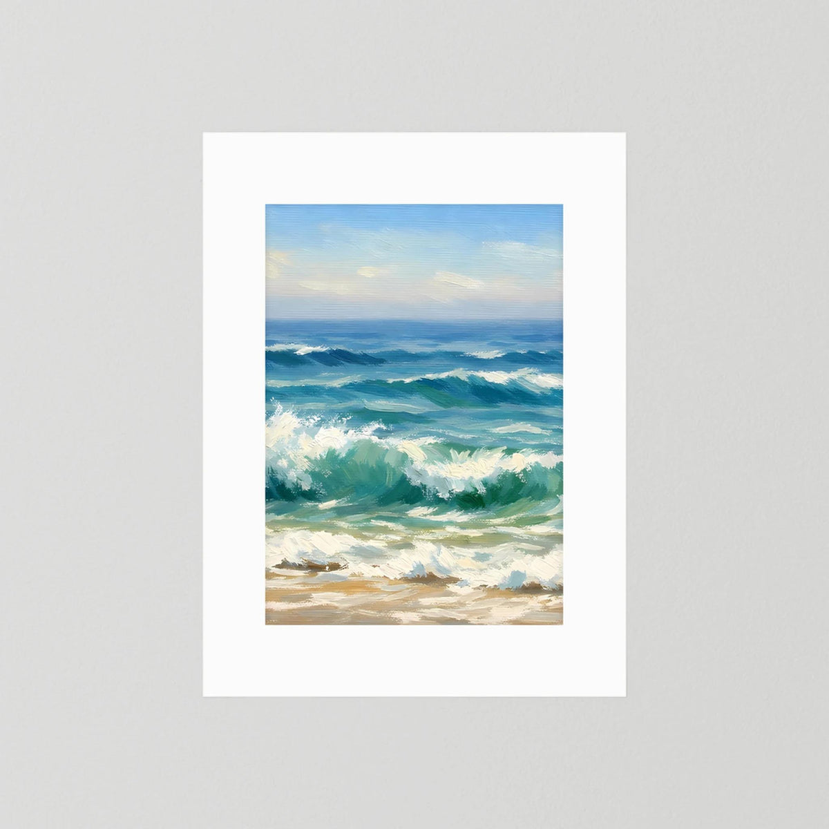 Wandbild-Poster mit Meereswellen im Hochformat, weißes Passepartout