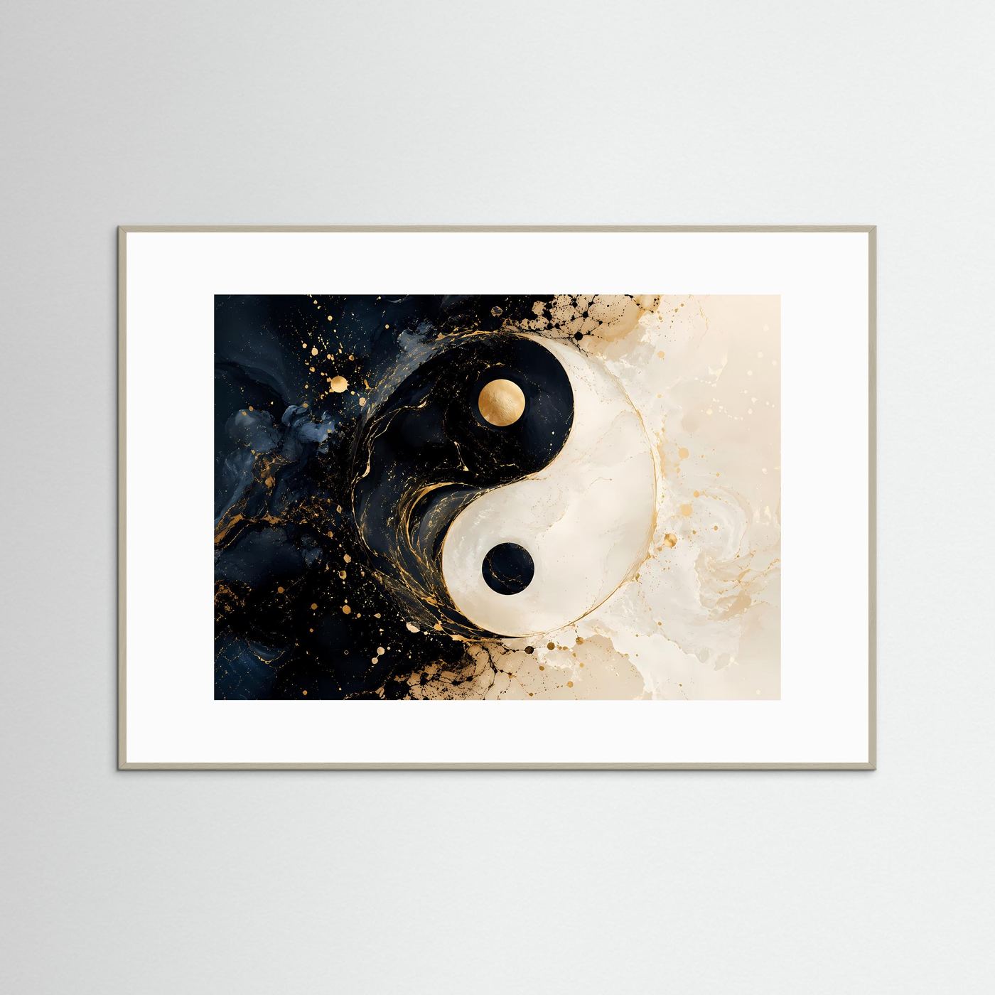 Kosmische Harmonie | Abstraktes Yin Yang & Marmor Poster mit Gold- und Galaxie-Akzenten