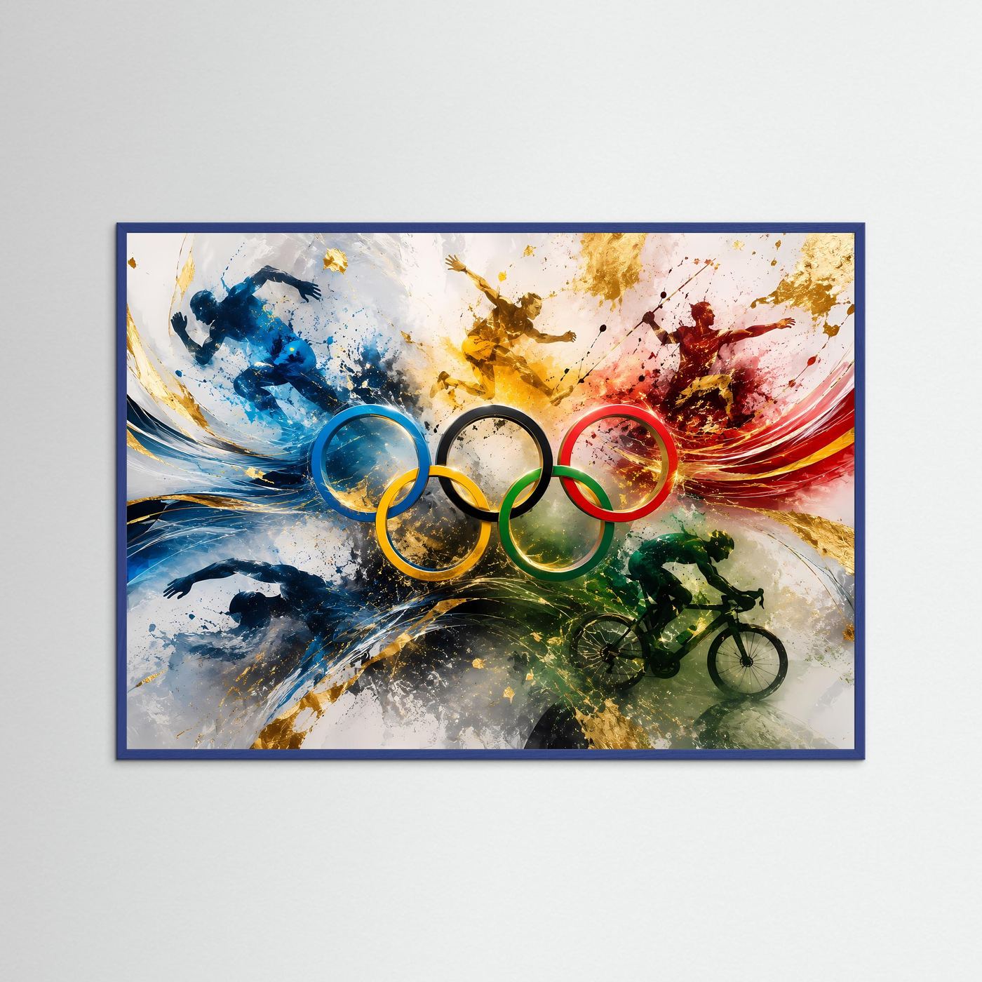 Dynamische Sportmomente & Olympische Ringe | Modernes Wandbild & Kunst-Poster