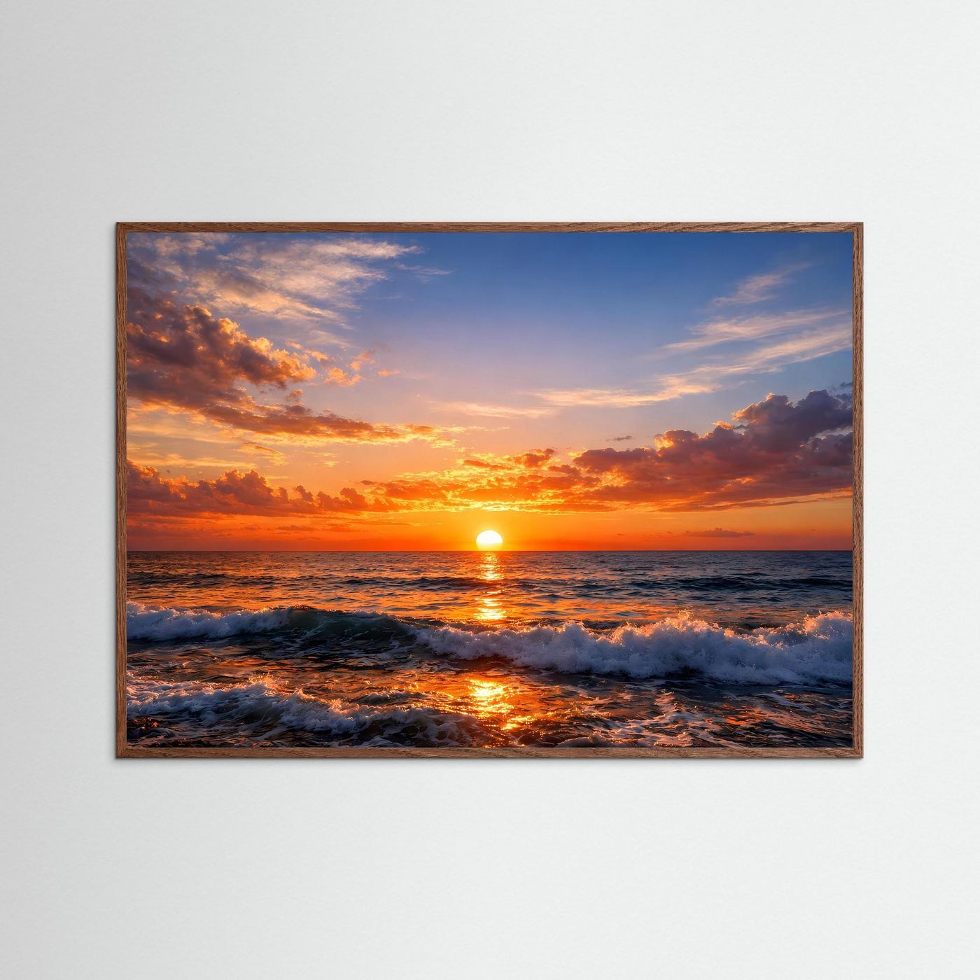 Atemberaubender Sonnenuntergang am Meer | Ozean & Abendrot Poster Querformat