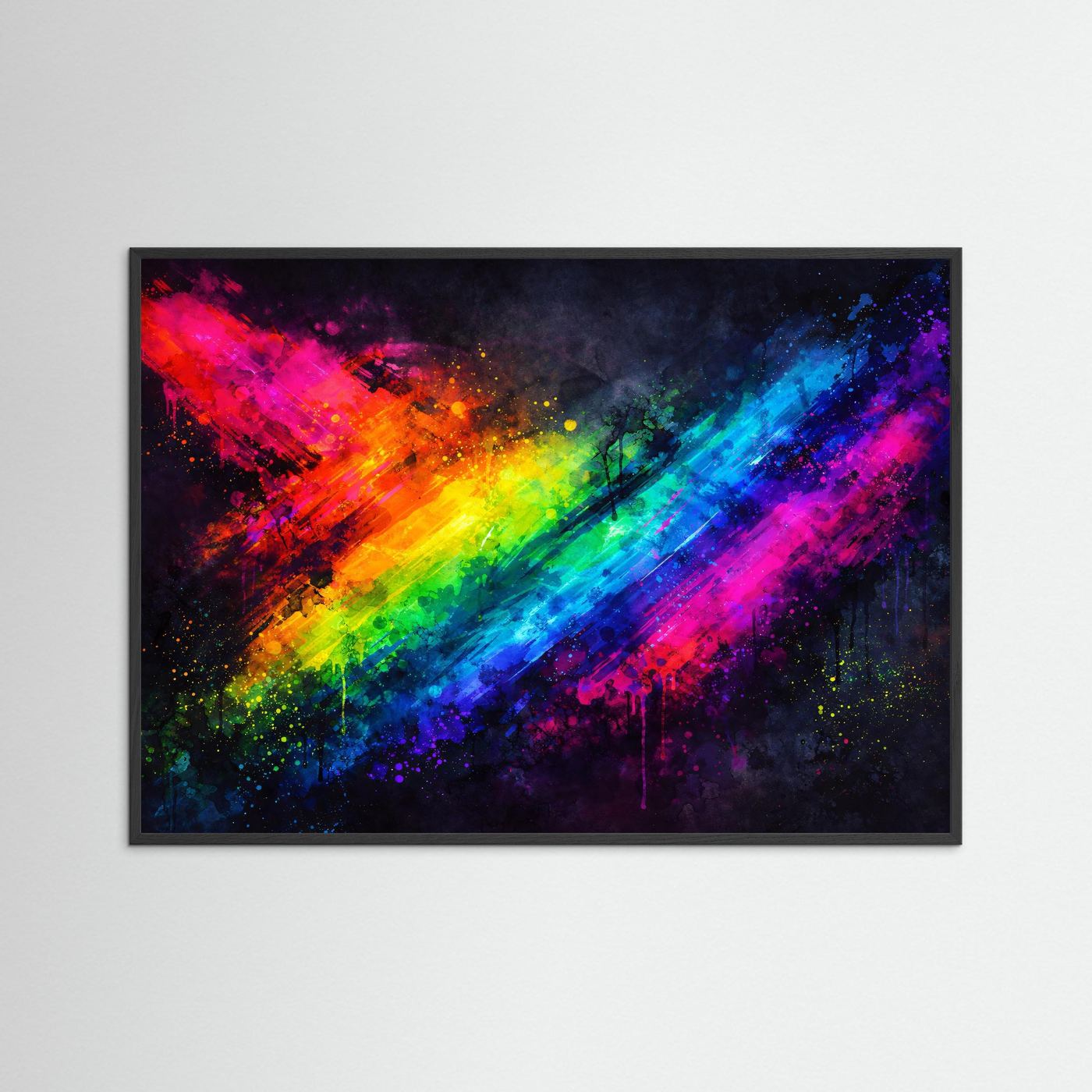 Pulsierende Farbdynamik & Regenbogen | Moderner Kunst Print Querformat Wandbild